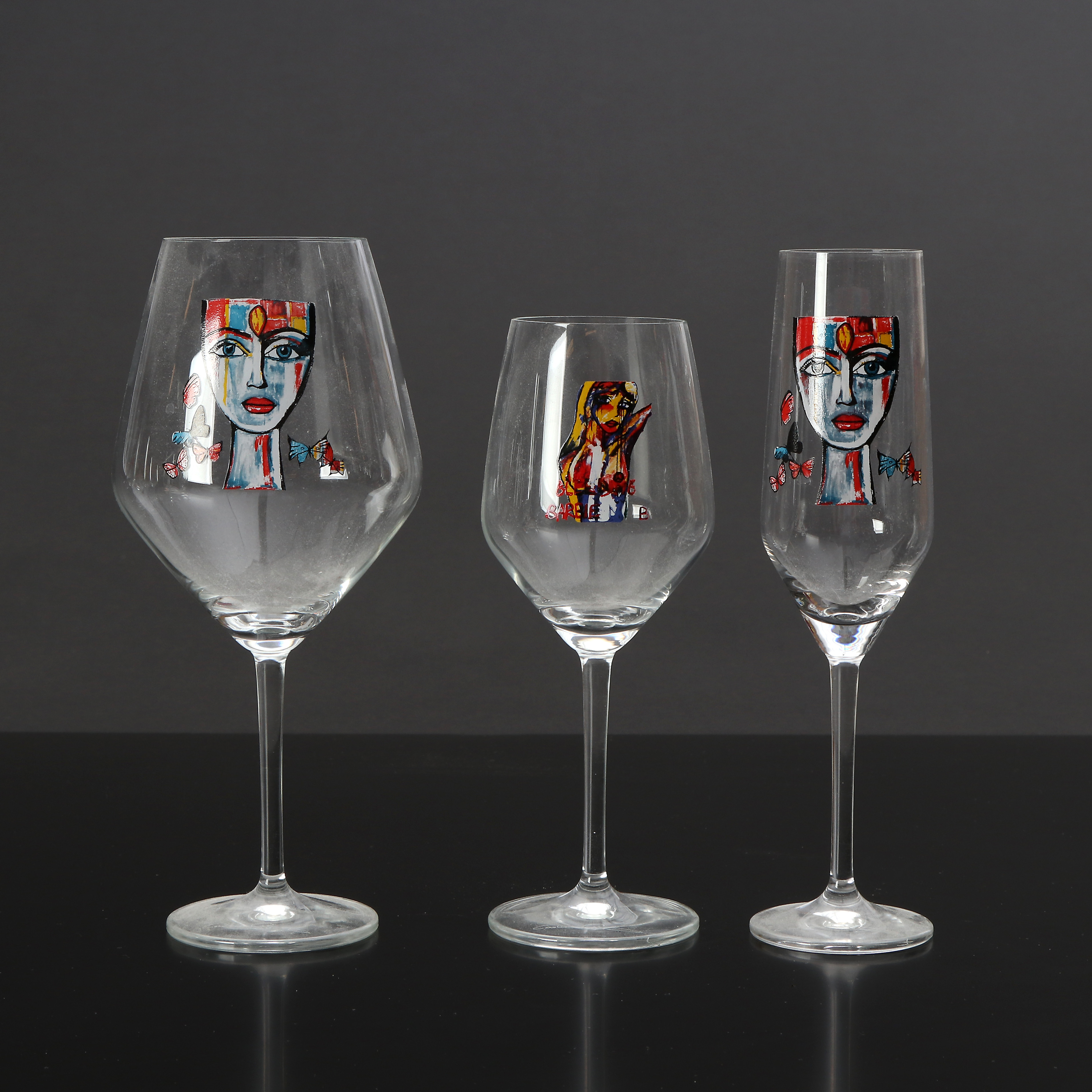 CAROLINA GYNNING. GLAS MED TRYCKT DEKOR, 12 ST. Rask & Co. Samtida tillverkning.