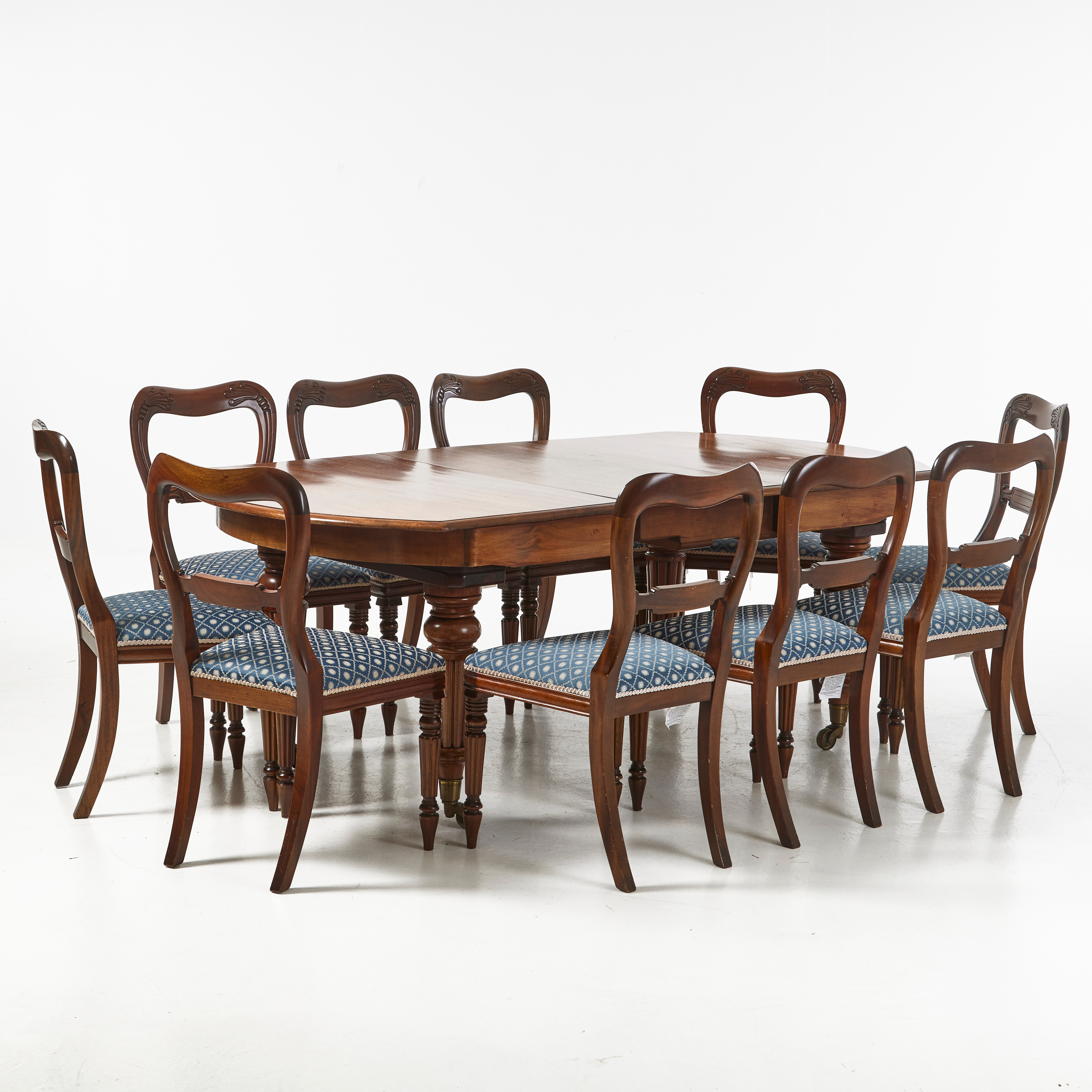MATGRUPP, 11 delar, mahogny, 1900-talets slut, Sim Beck England, Victoriansk stil.
