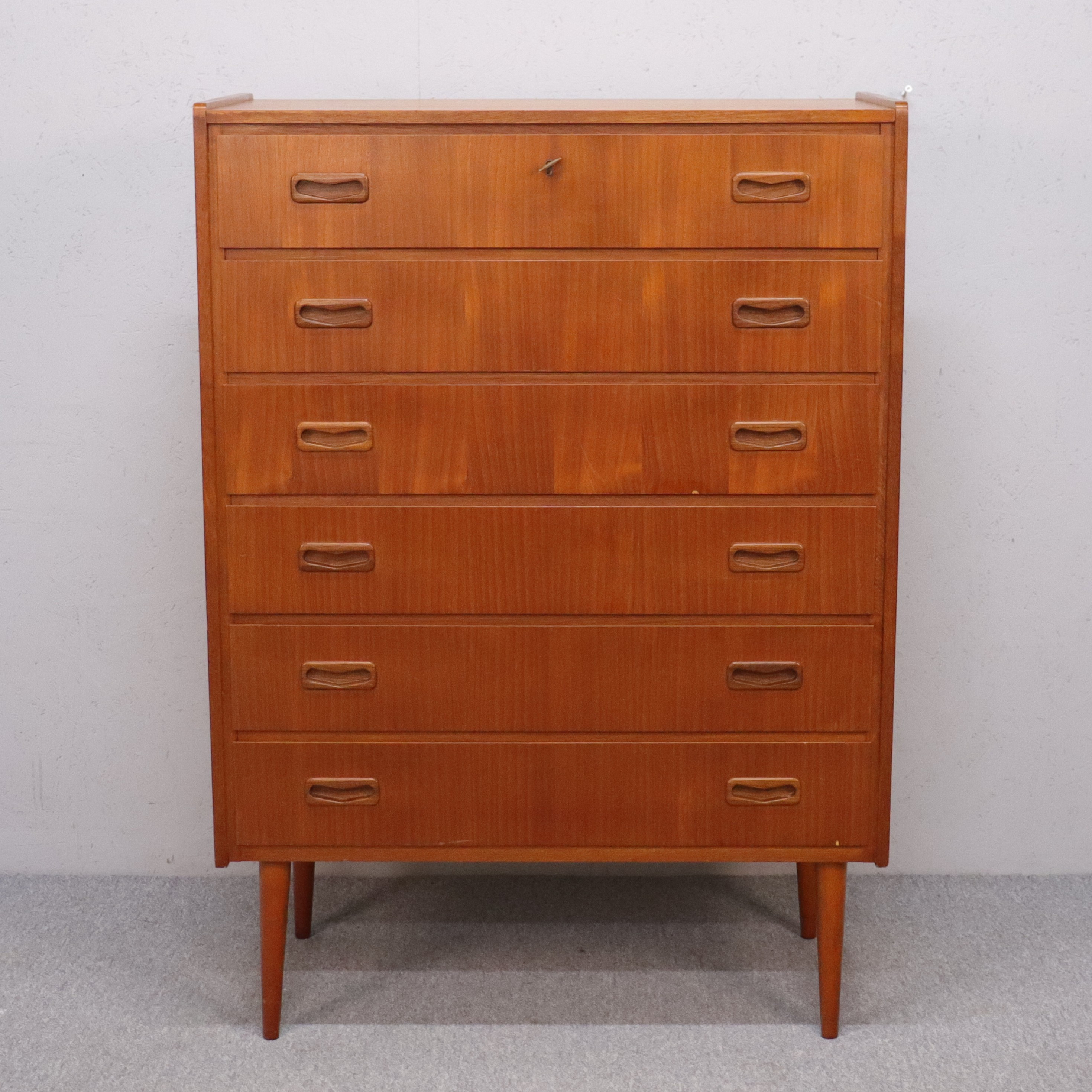 BYRÅ, teak, 6 lådor, 1950/60-tal.