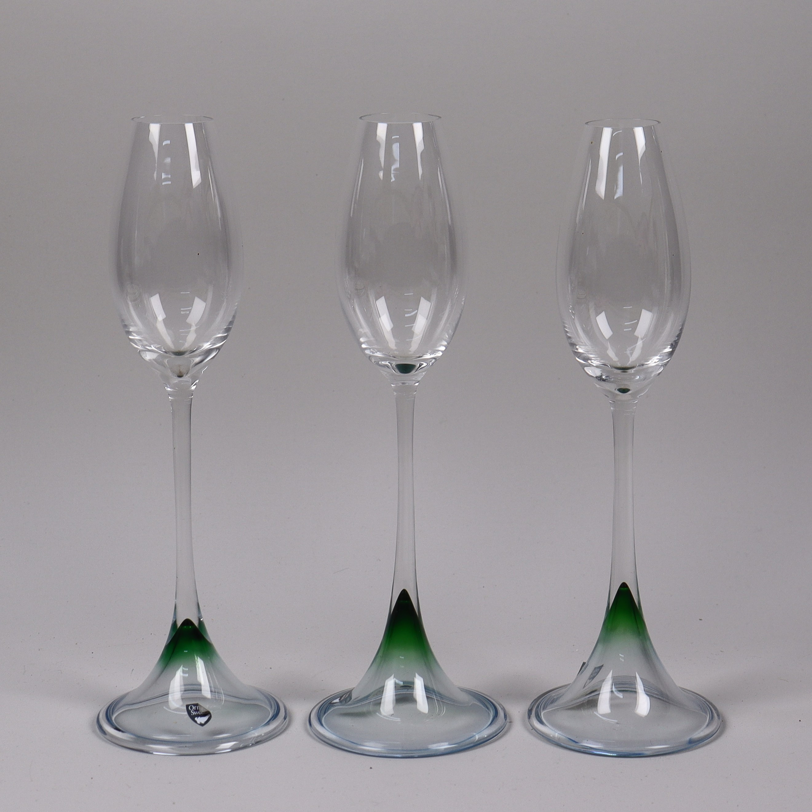 ERIKA LAGERBIELKE. "Accent", champagneglas, Orrefors, 3 st.