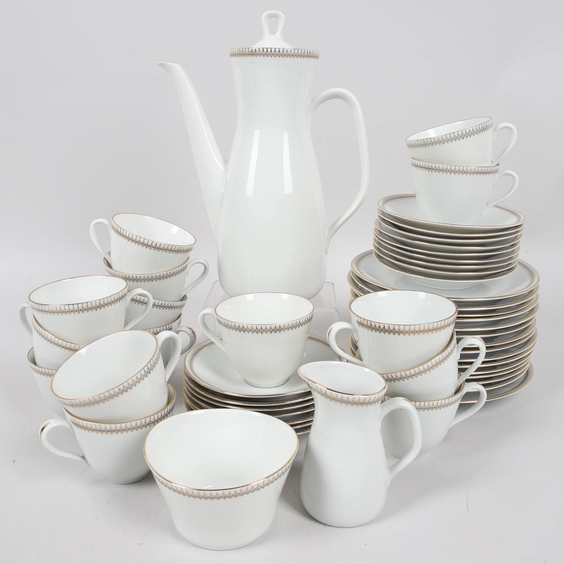 KAFFESERVIS, 49 delar, porslin, "Gillhov", Rörstrand, 1900-tal.