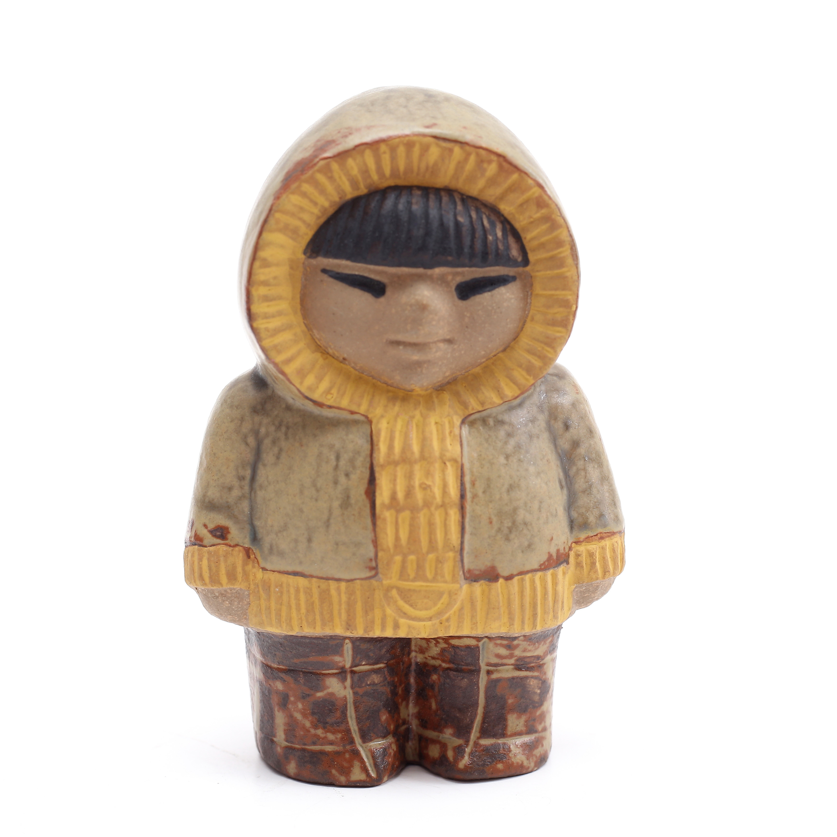 LISA LARSON. Stengods, figurin, eskimå/inuit, Gustavsberg.