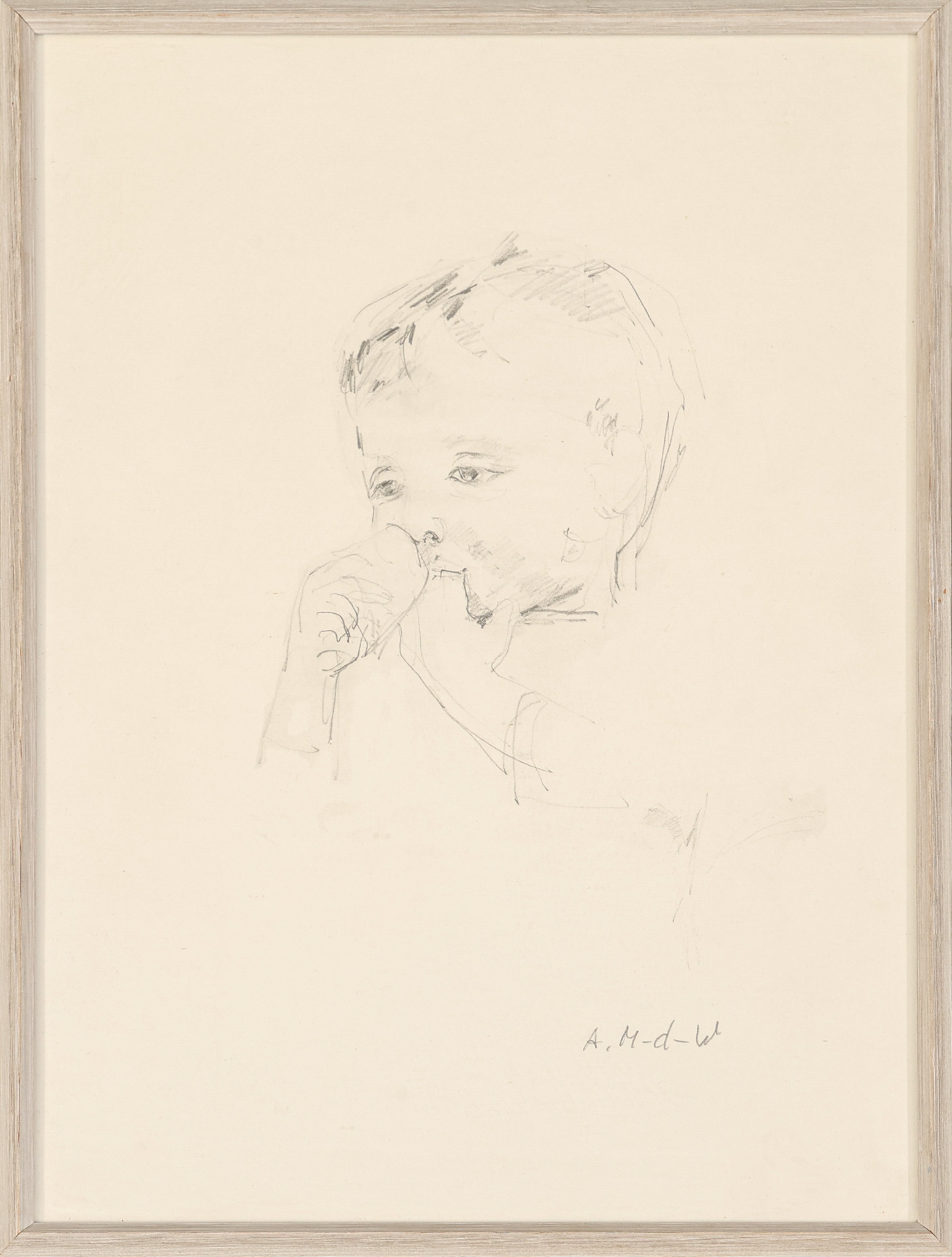 ASTRID MUNTHE DE WOLFE. Blyerts, "barnporträtt" signerad.