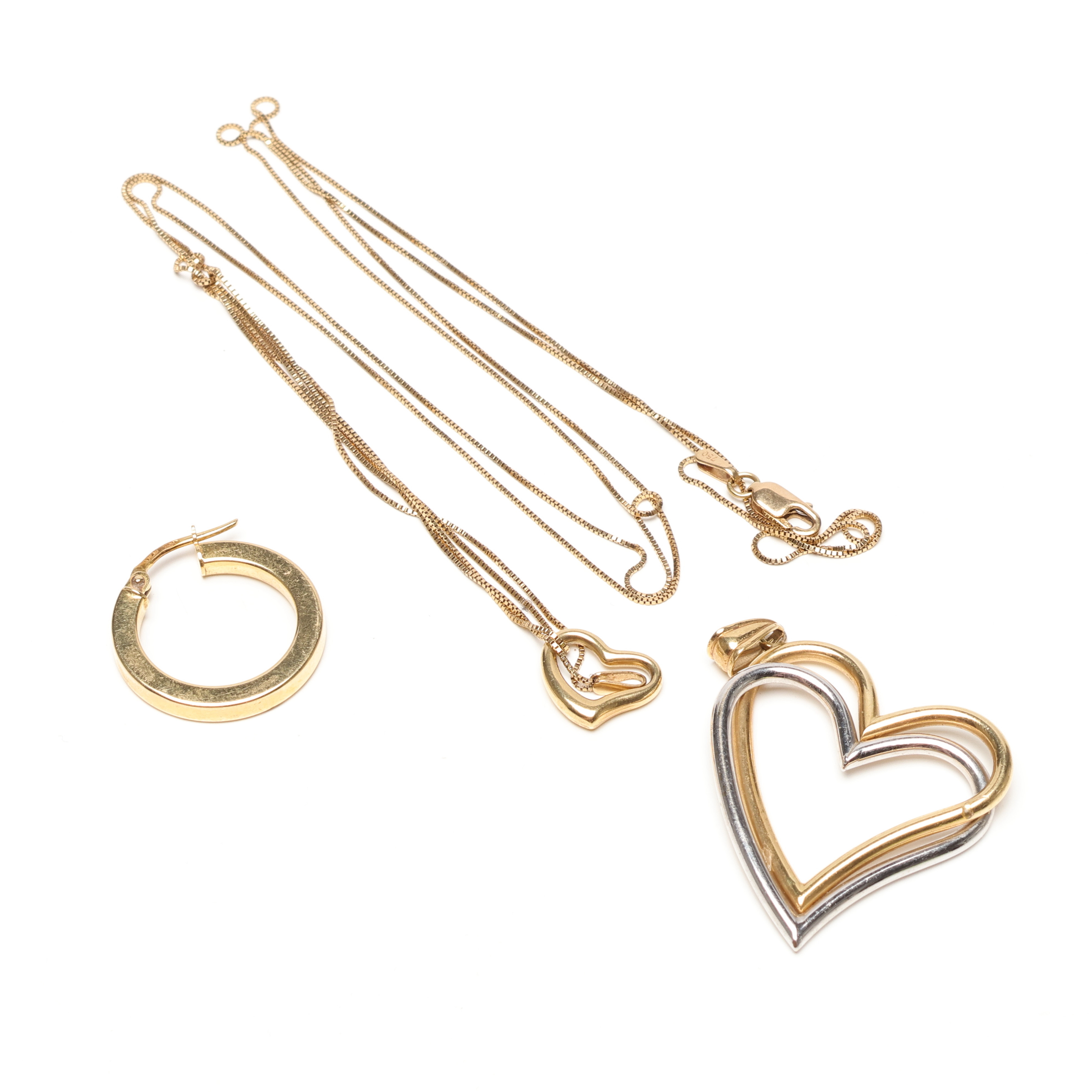 HALSBAND, 2 HÄNGE samt ÖRHÄNGE, 18K, Guld, vikt cirka 6,6 gram.