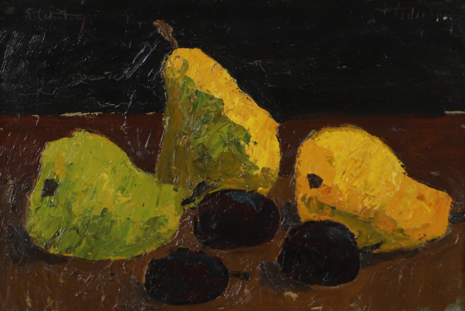ERIC CEDERBERG. Stilleben med frukter, olja på pannå, signerad E. Cederberg.