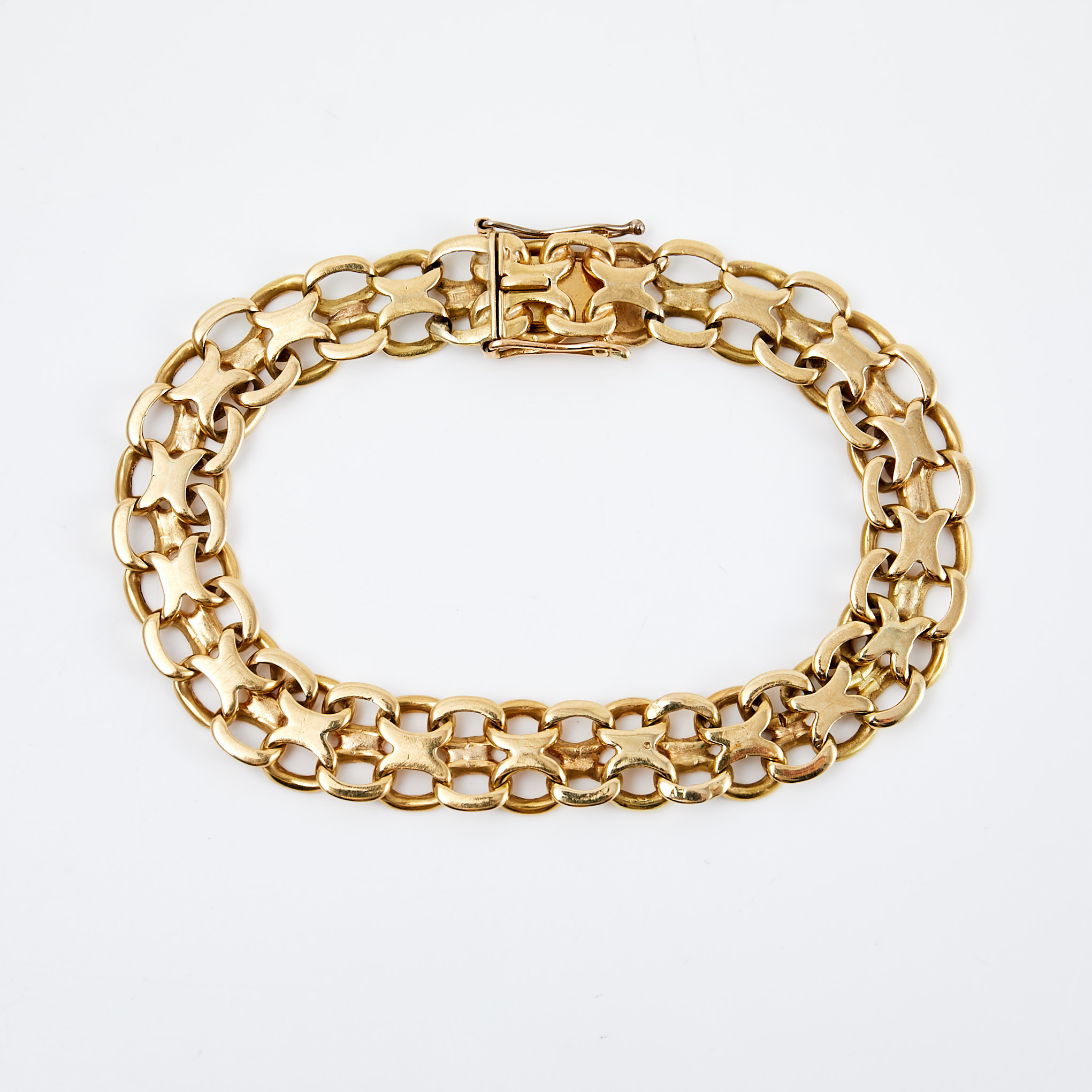 ARMBAND, 18 k guld, x-länk, Harry Hermansson Ab, Stockholm, 1947.
