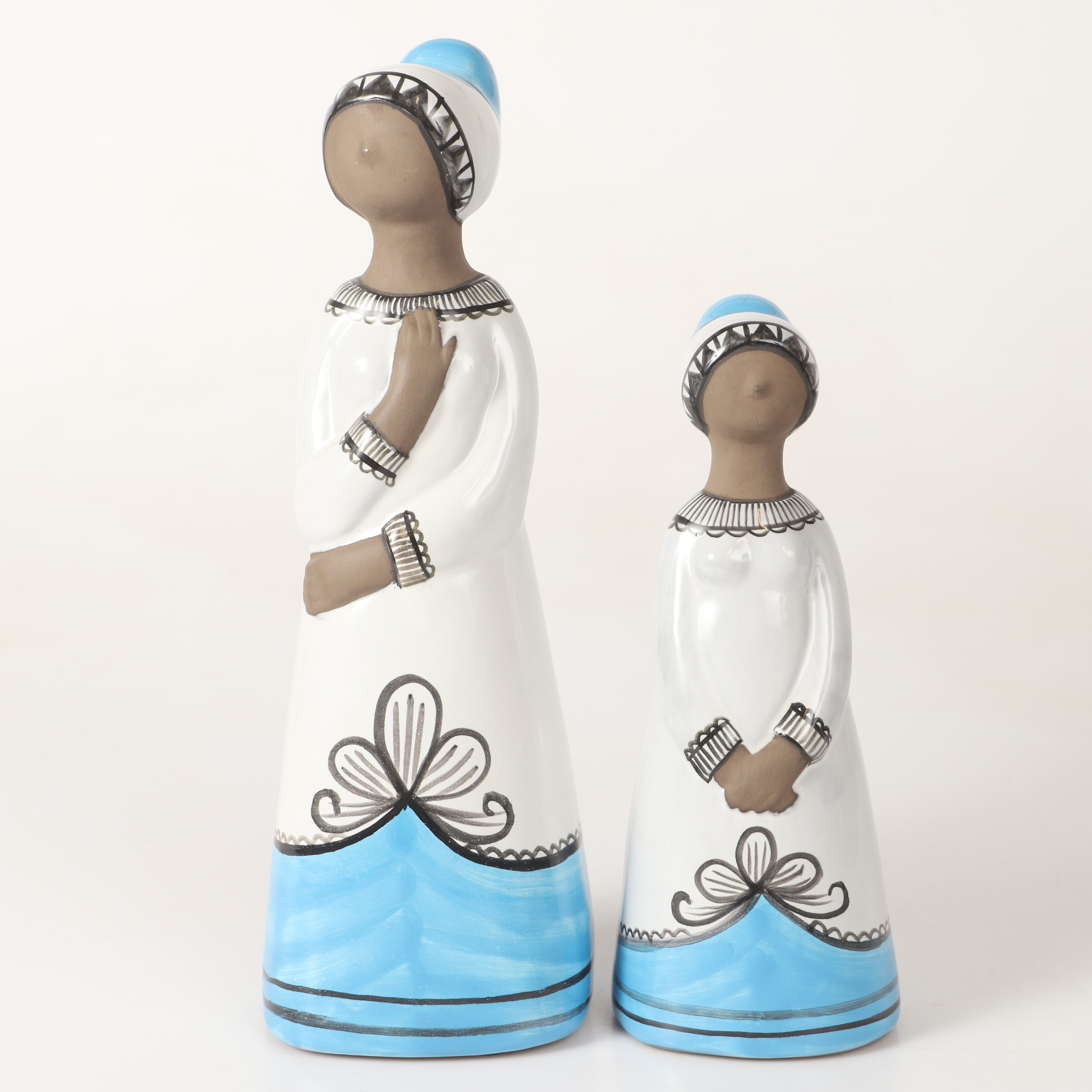 MARI SIMMULSON. Figuriner, 2 stycken, delvis glaserad keramik, Upsala-Ekeby.