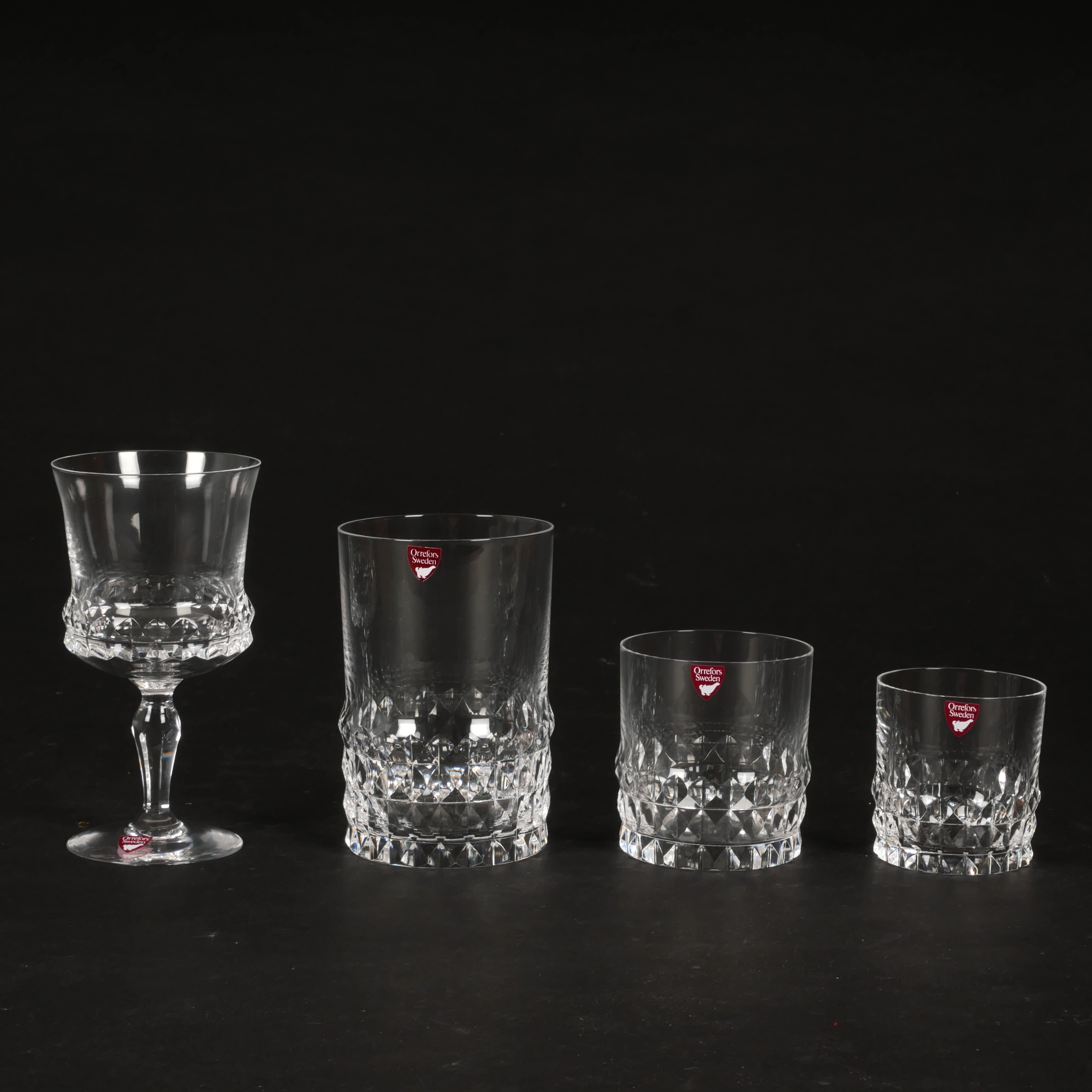INGEBORG LUNDIN. Glasservis, 26 delar, "Silvia", kristall, Orrefors.