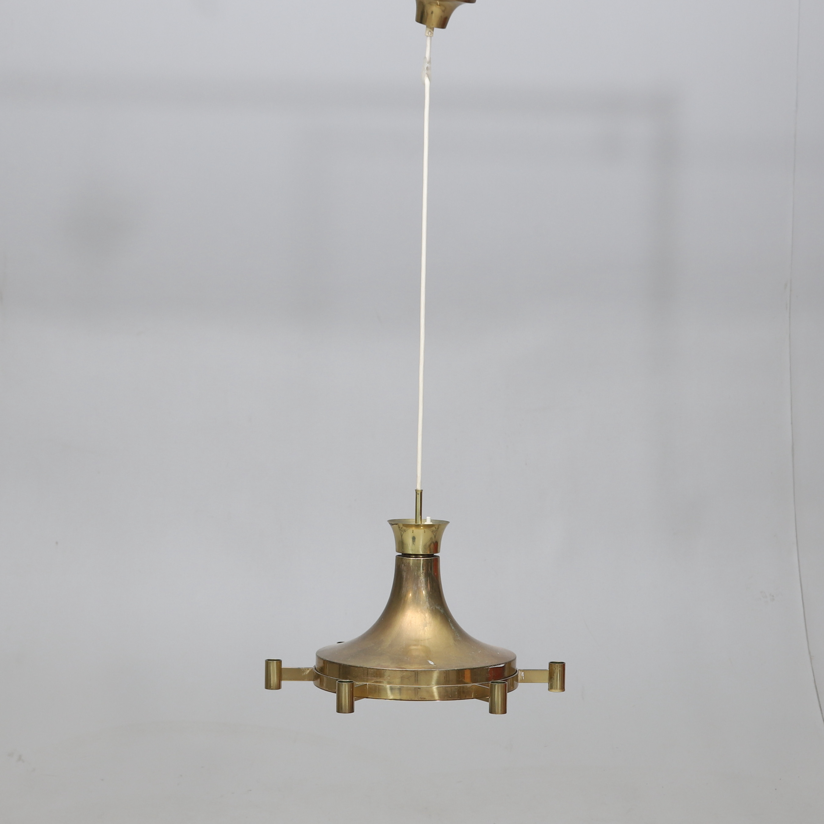 TAKLAMPA, mässing, 6 ljusarmar, Fagerhults belysning, 1900-talets andra hälft.
