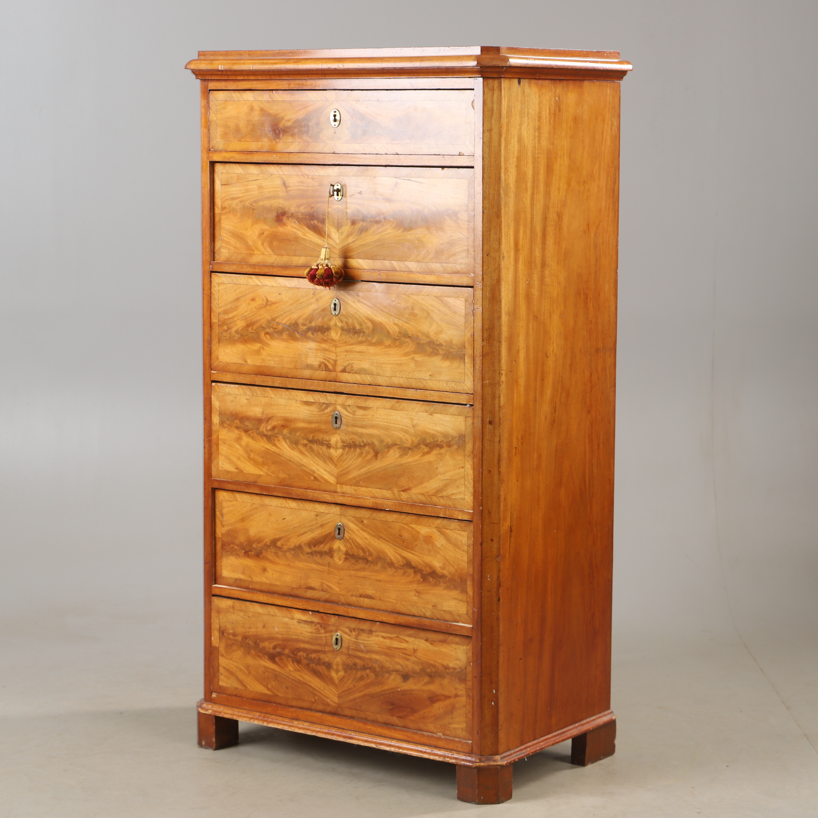 BYRÅ, 6-lådig, mahogny, 1800/1900-tal.