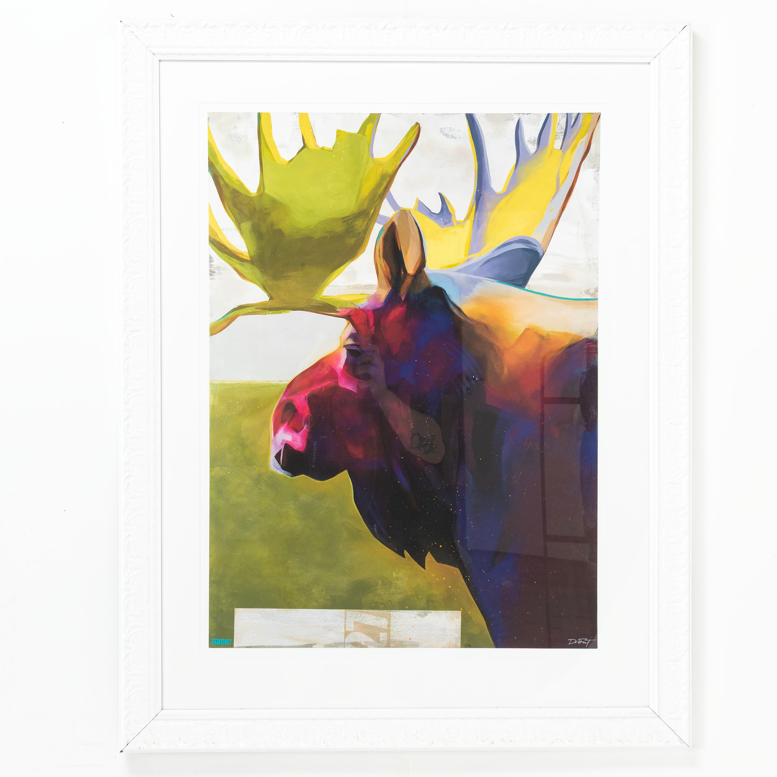 OIDENTIFIERAD KONSTNÄR. Färglitografi, älg, signerad & numrerad 2/50.