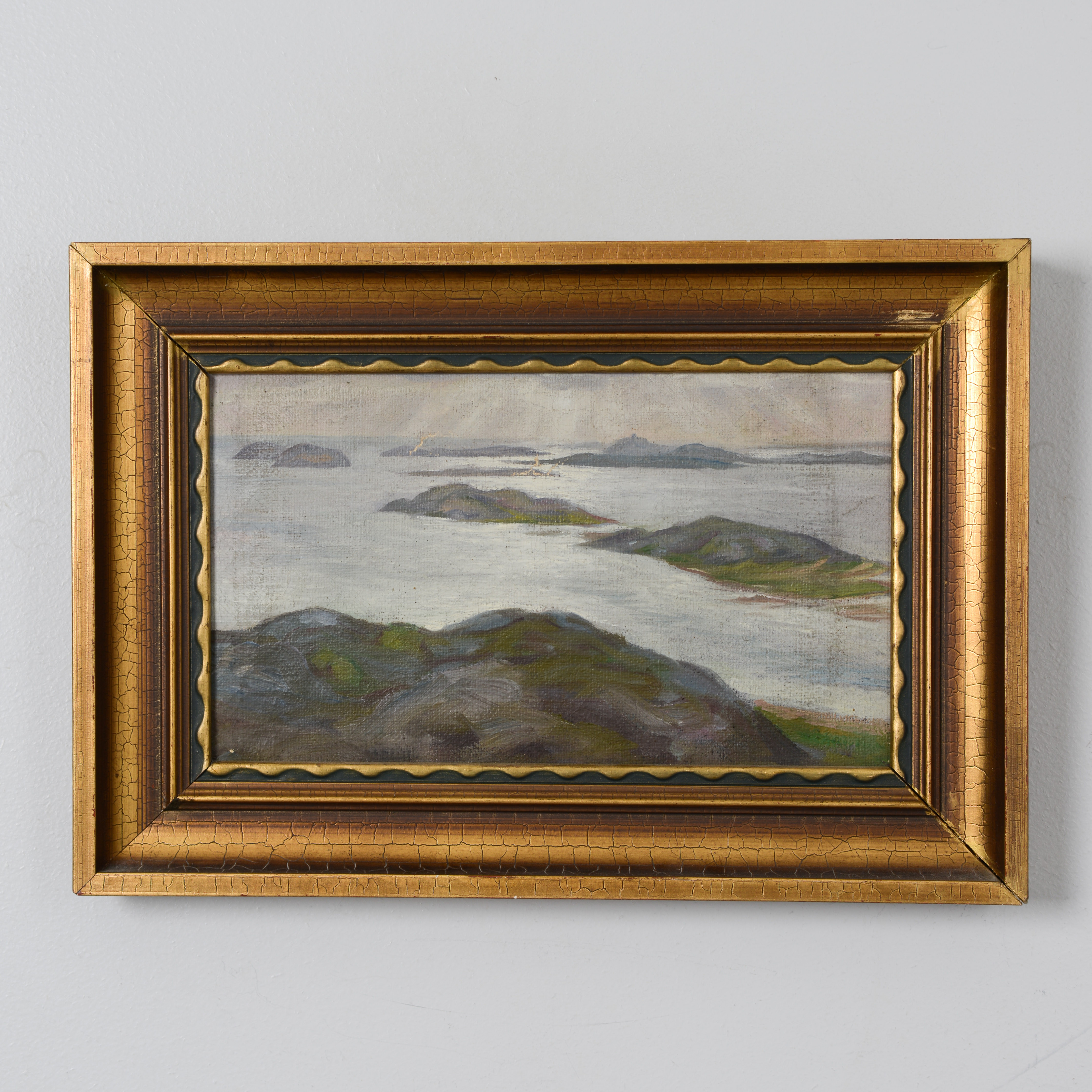 OKÄND KONSTNÄR. Skärgårdsmotiv, olja på pannå, 1900-tal.