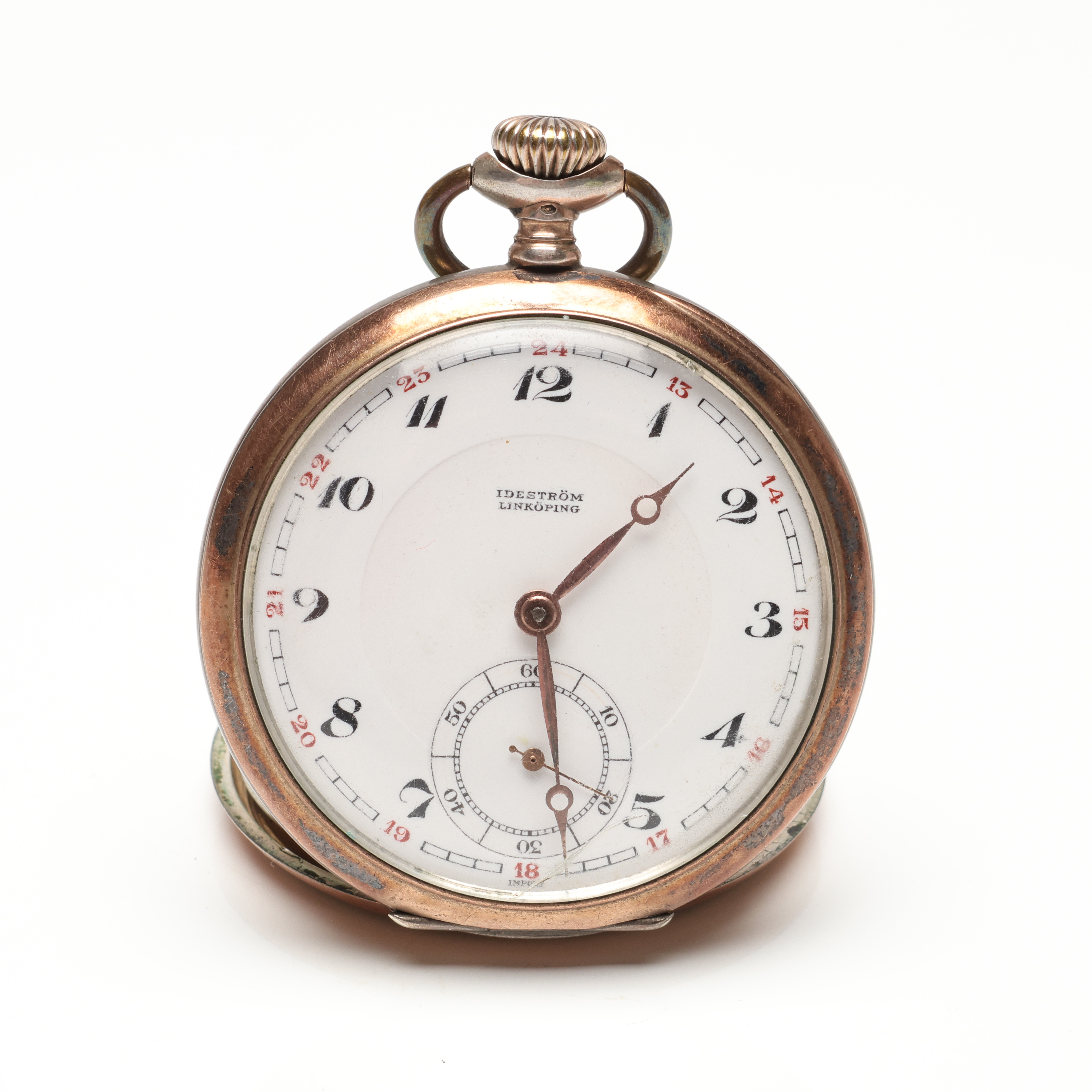 HENRY MOSER & CIE, FICKUR. silver, delvis förgyllt, urtavla märkt Ideström, Linköping.