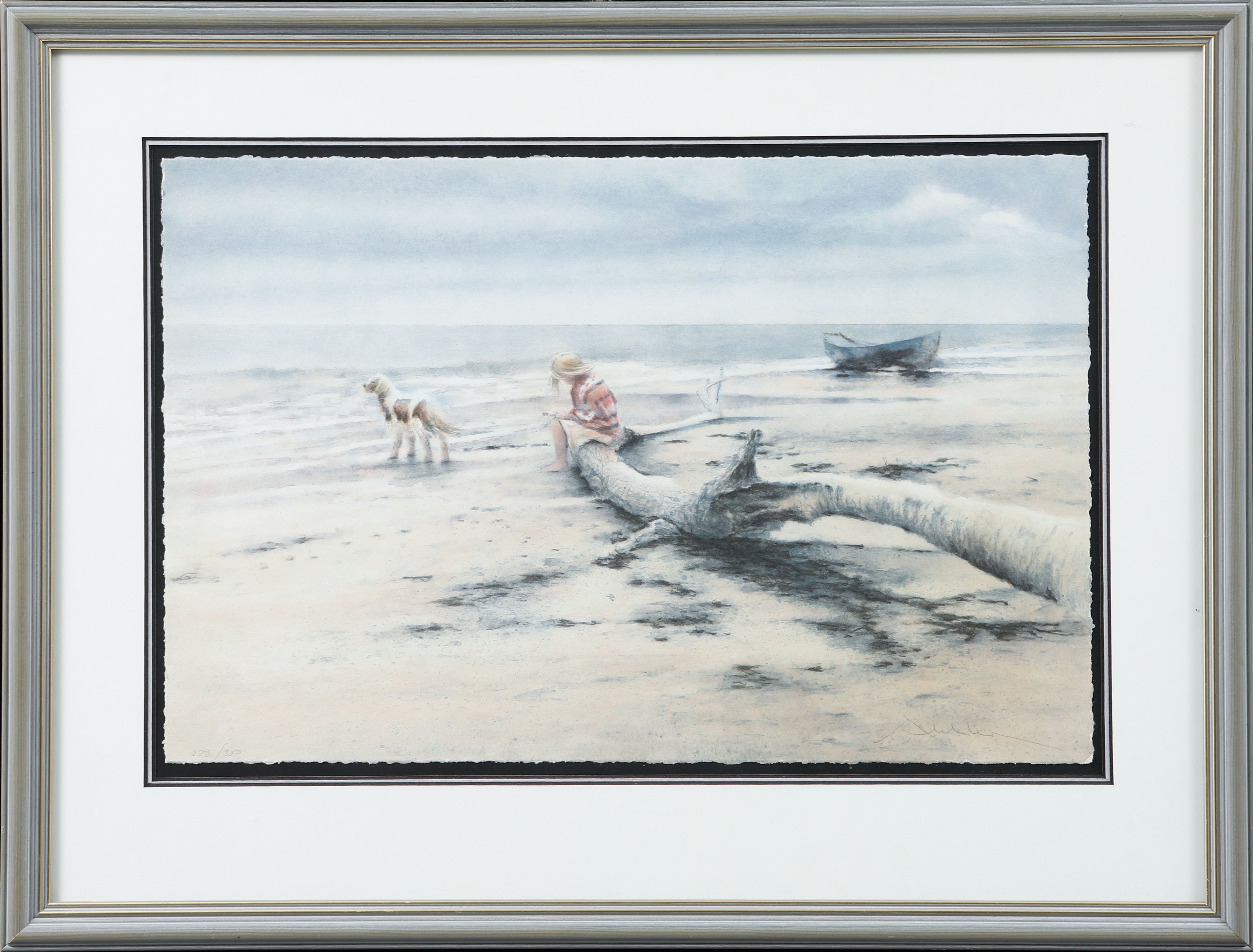 ÅKE AHLBERG. Strandbild, färglitografi, signerad och numrerad 272/350.