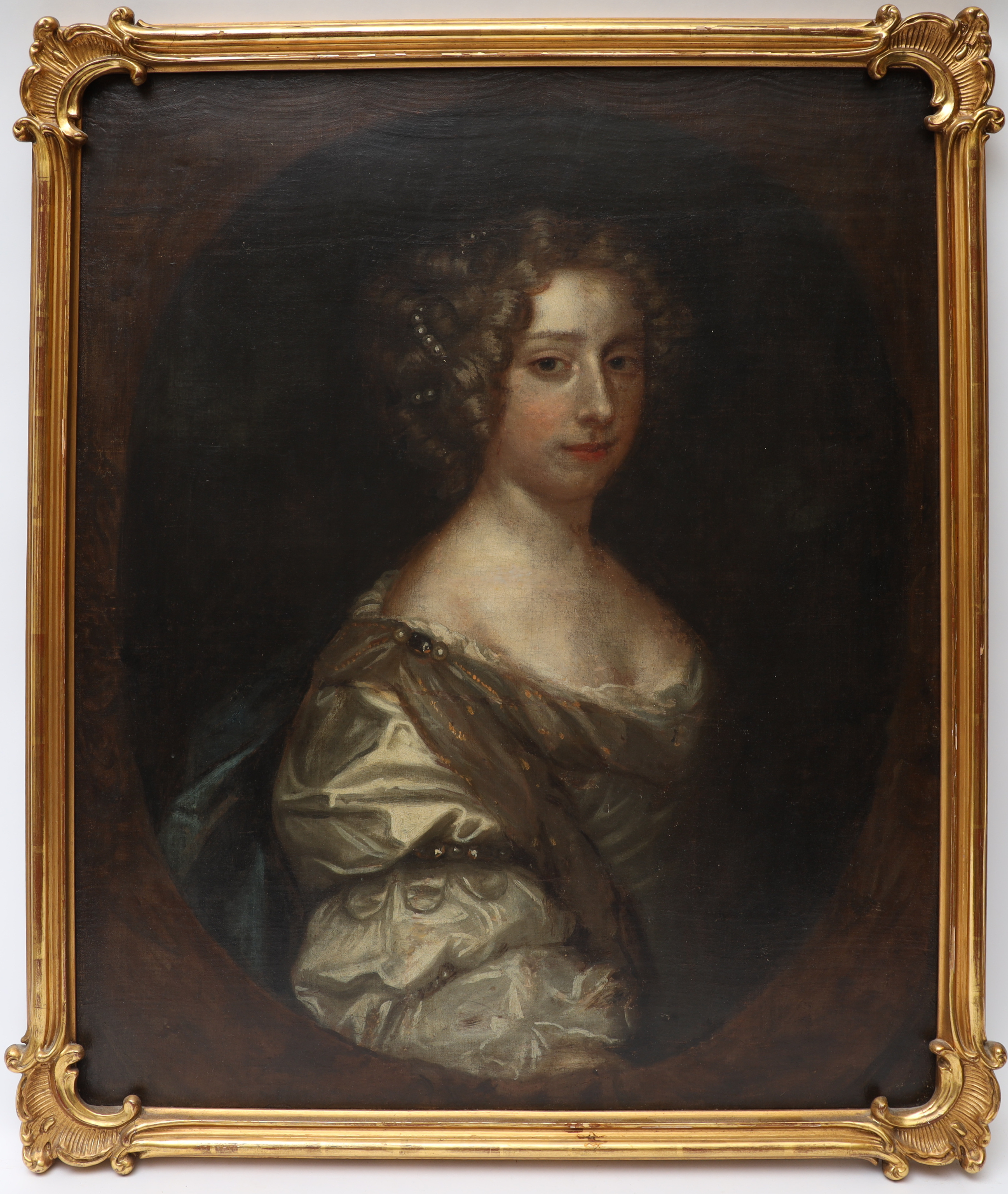 OKÄND KONSTNÄR. Damporträtt, 1700-tal, oljemålning på duk.