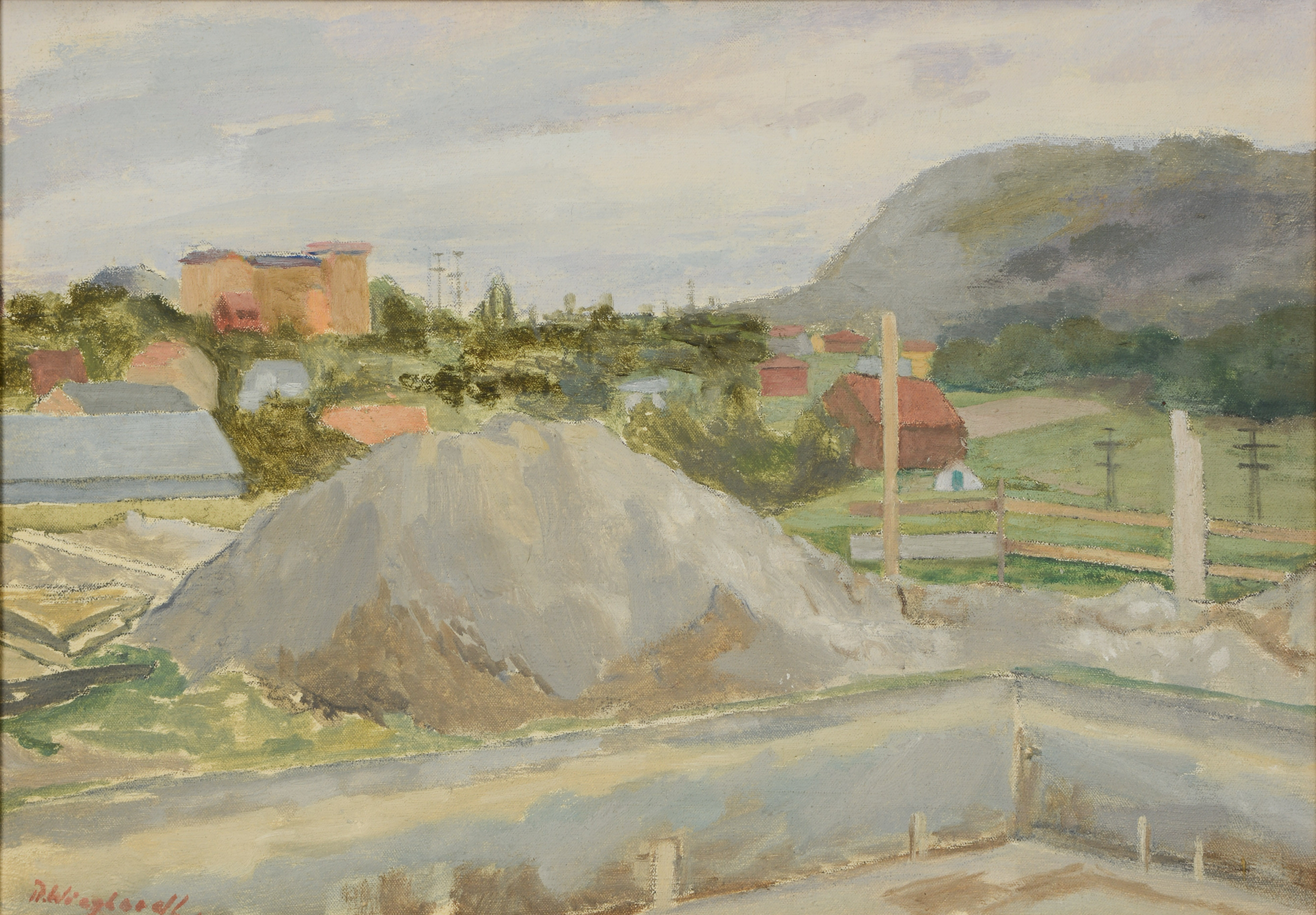 PAUL WIEGHARDT. TILLSKRIVEN. Bebyggelse, olja på duk, signerad.