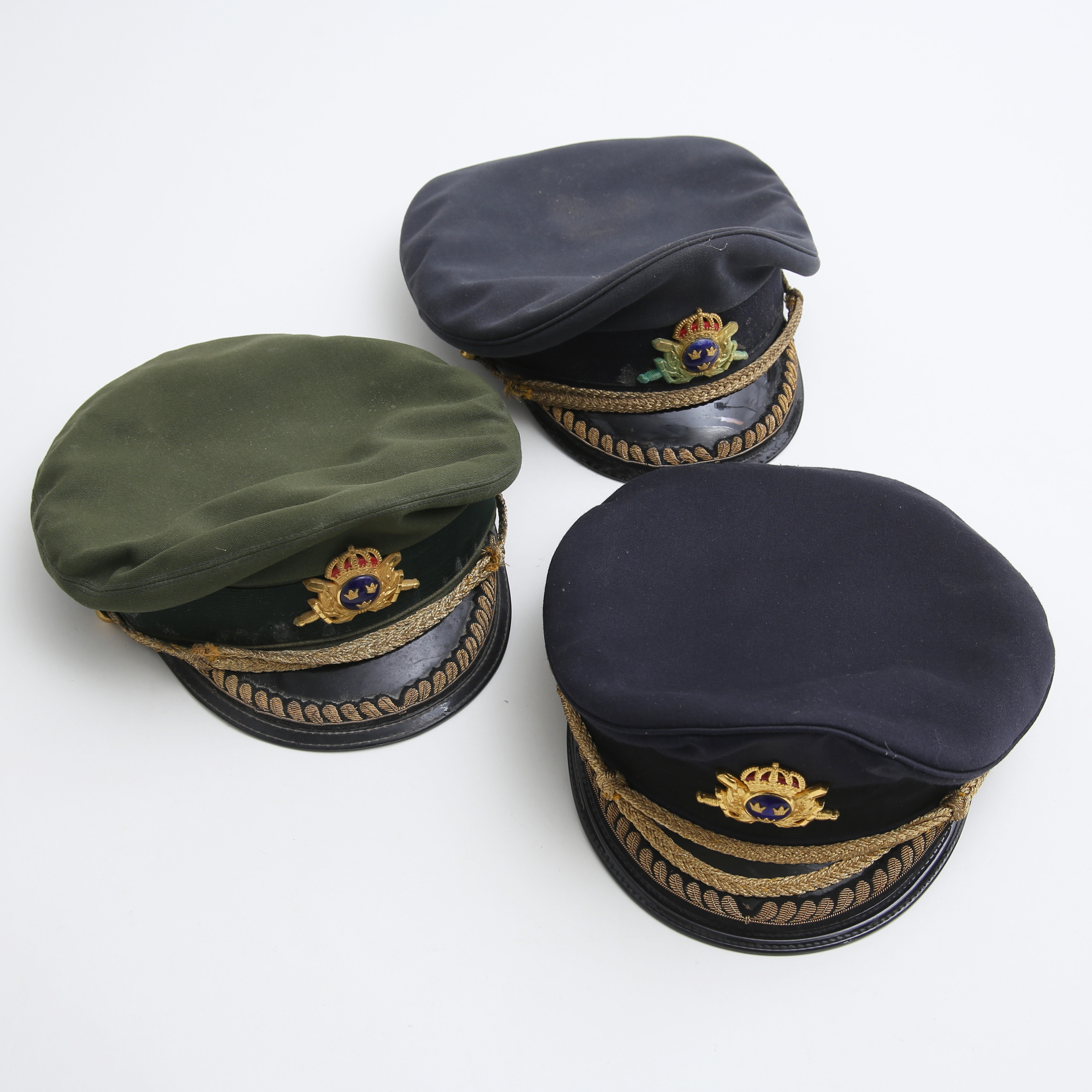 UNIFORMSMÖSSOR/KEPSAR, 3 st, överstelöjtnant.