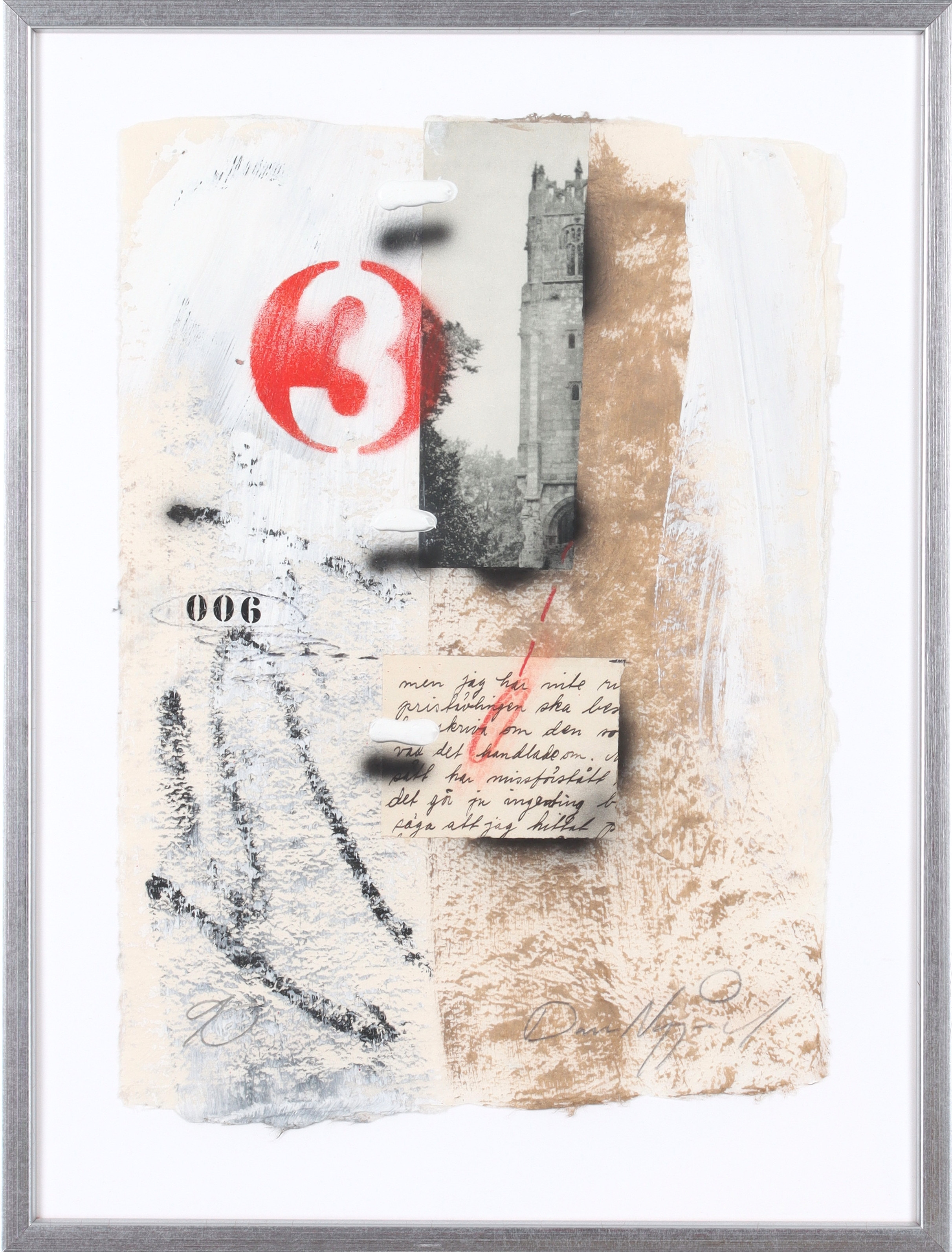DAN NYGÅRDS. "Tornet", collage, signerad och daterad -90.