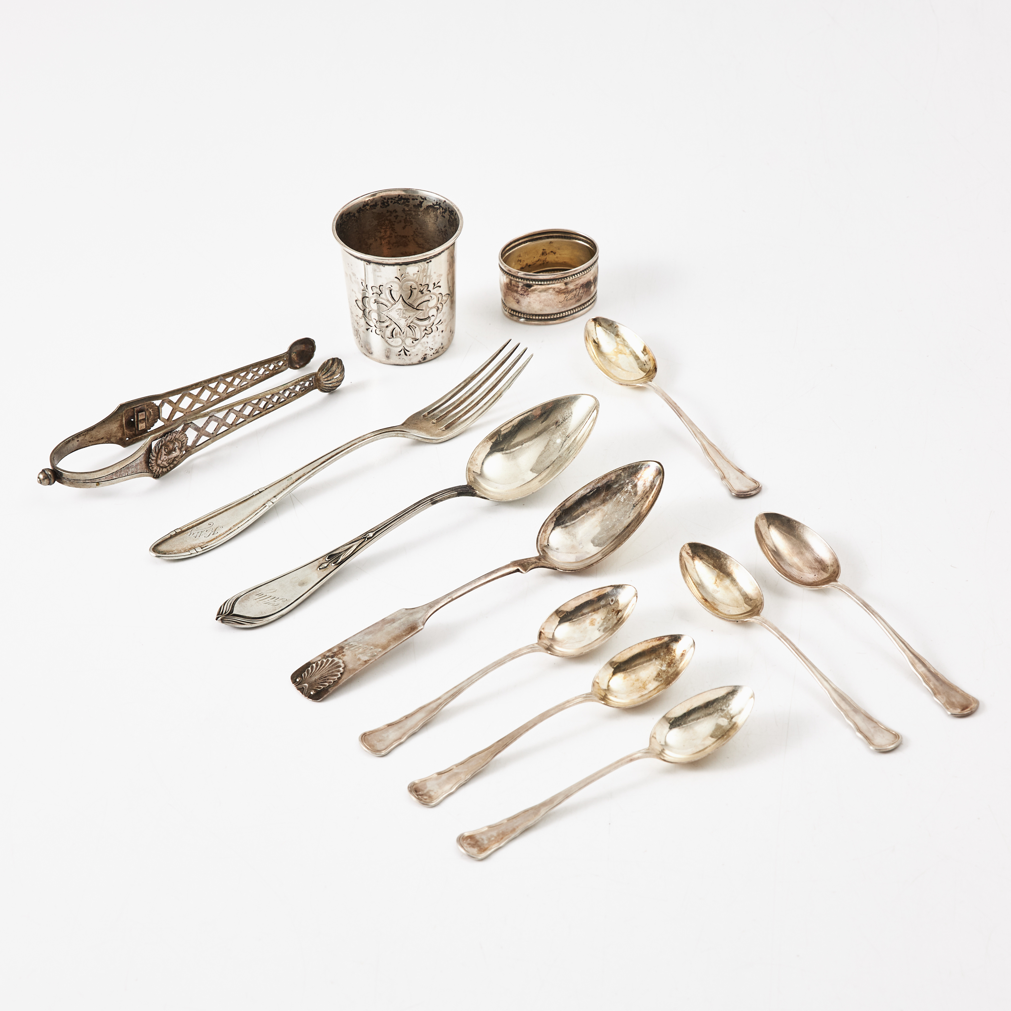 PARTI SILVER, 12 delar, bl.a. Sverige och Finland 18- & 1900-tal.