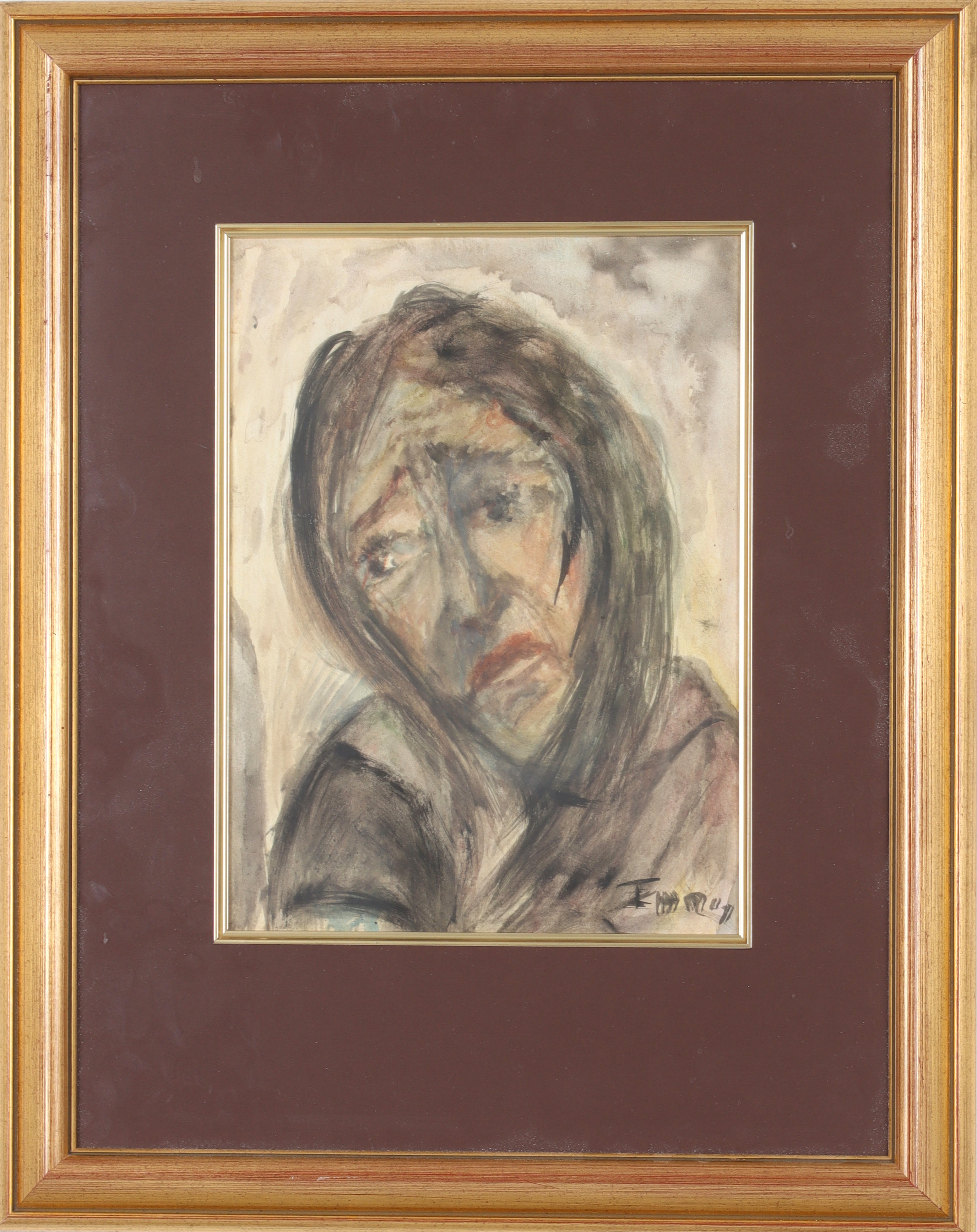 ZOFIA TARNOWSKA. "Getto Warsalawa 1941", akvarell, signerad.