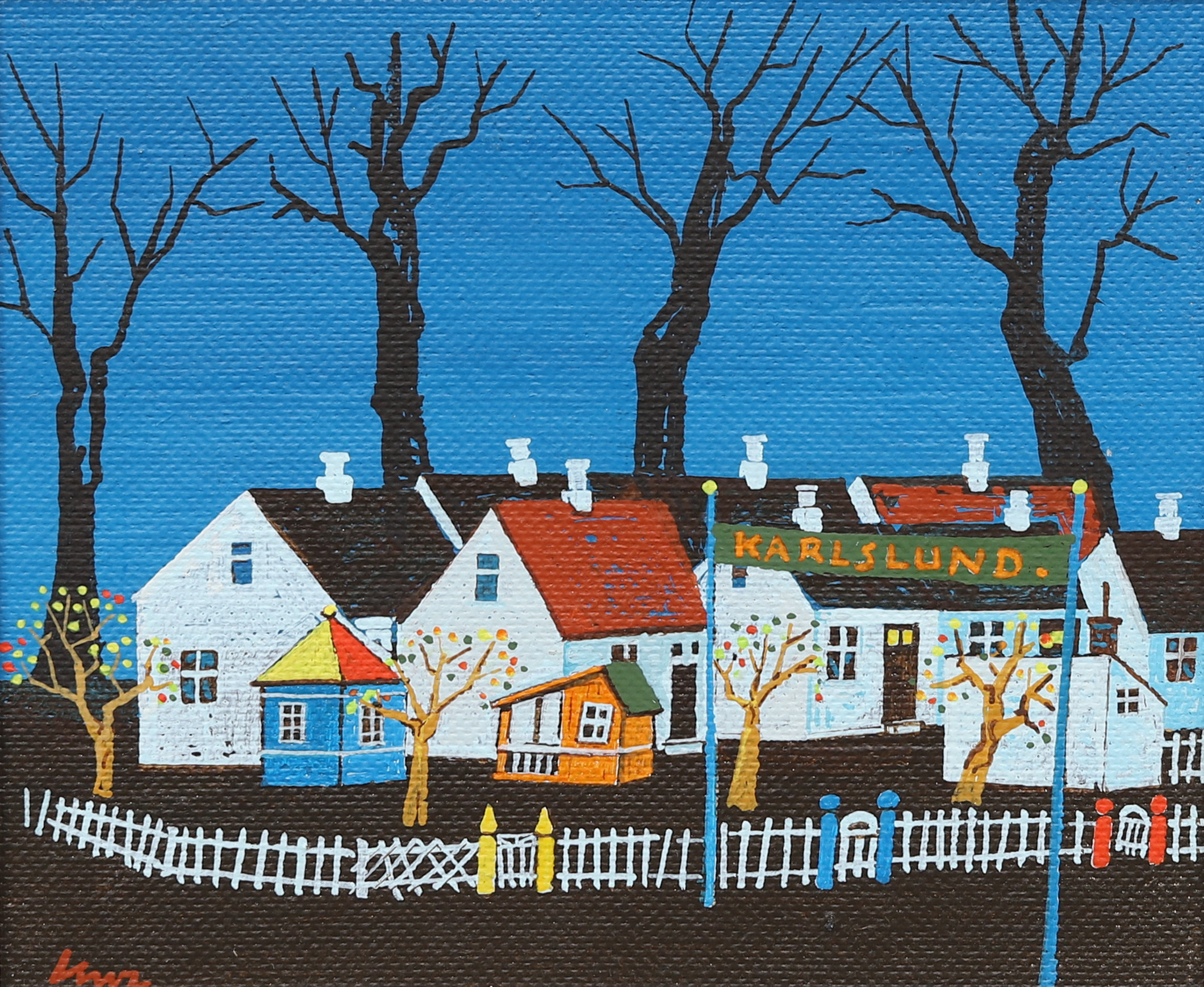 OSCAR CLEVE. "Kuskahusen, Landskrona", olja på pannå, signerad.