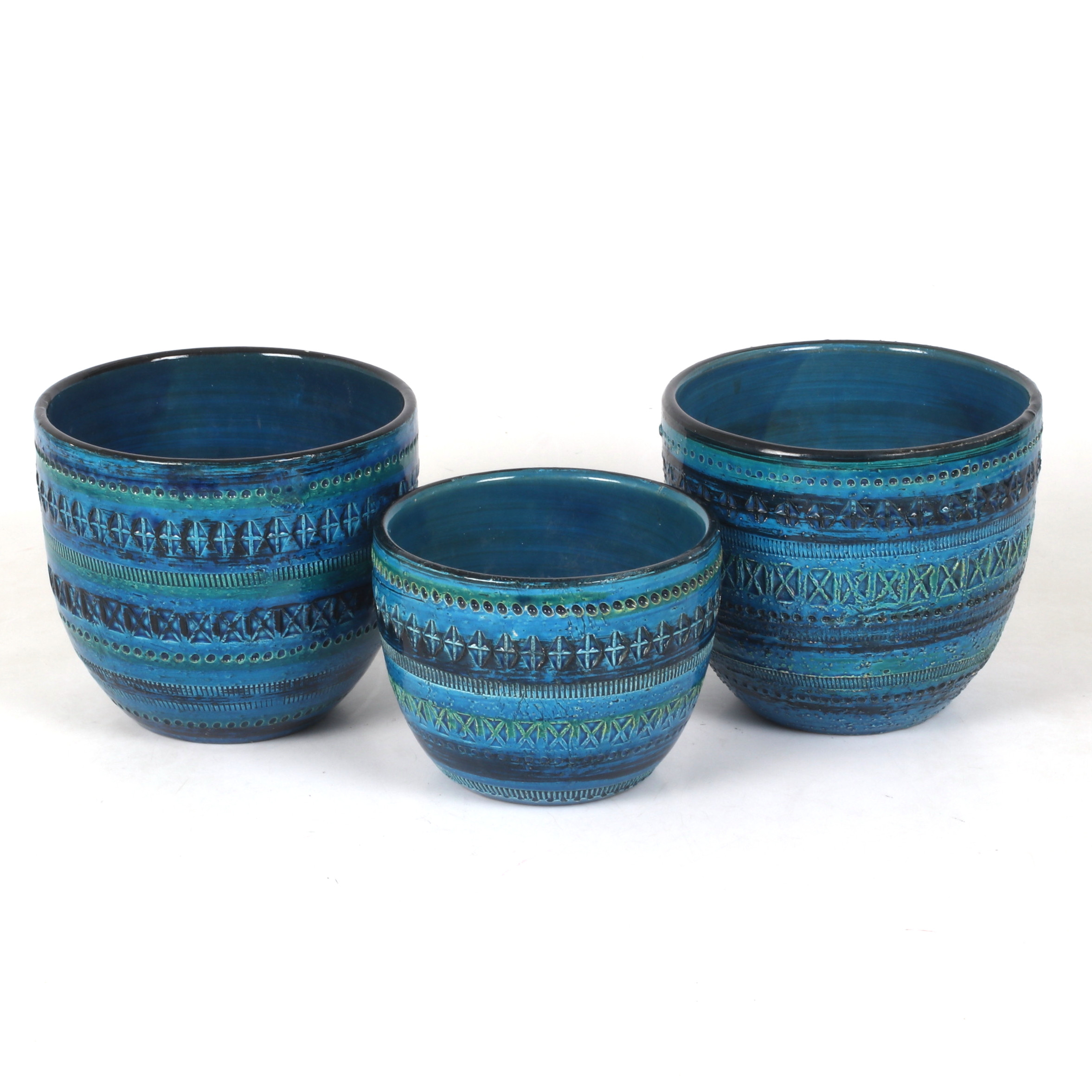 YTTERFODER, 3 st, "Rimini Blue", Bitossi, glaserad keramik, Italien, 1900-tal.