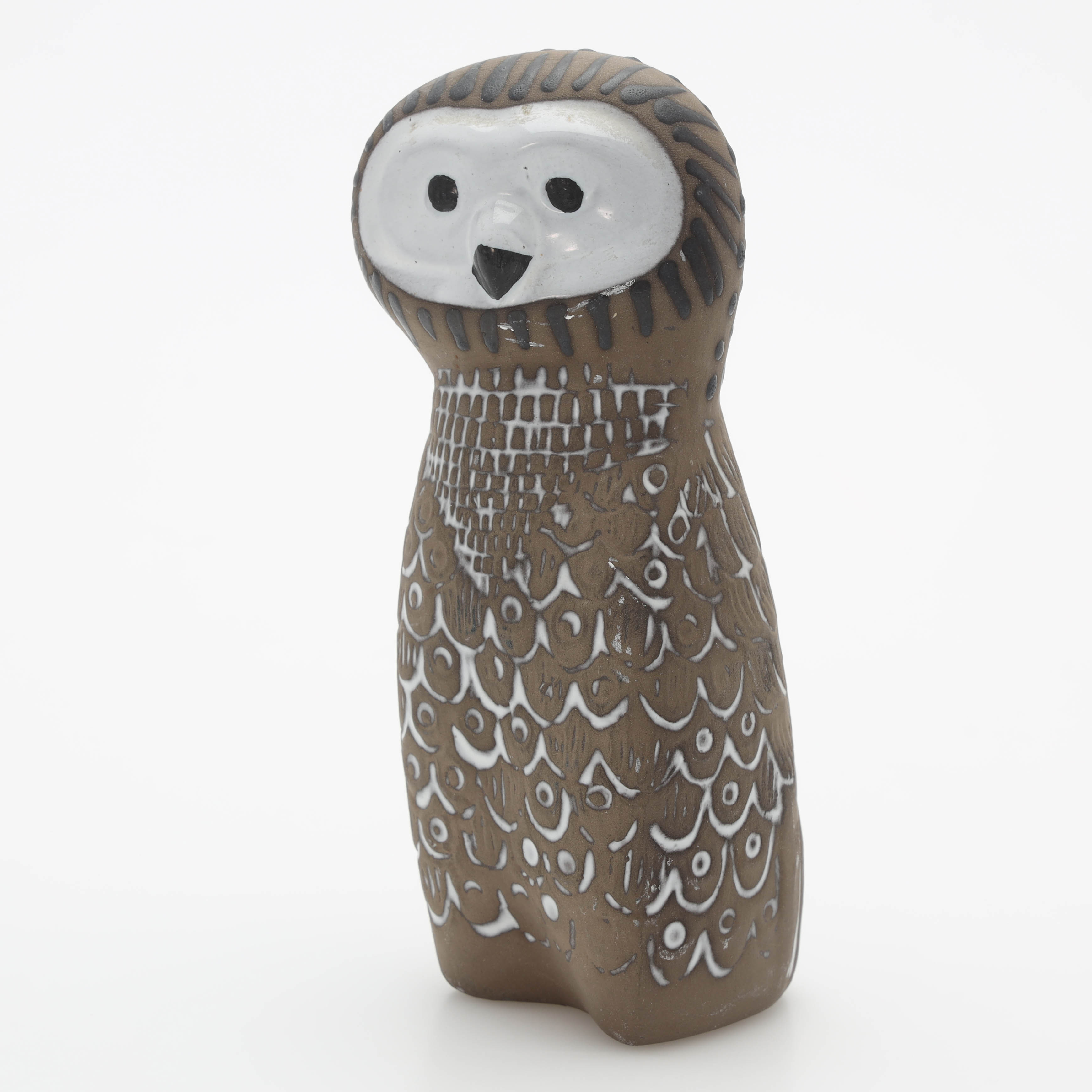 MARI SIMMULSON. Figurin, lergods, uggla, monogramsignerad, Upsala-Ekeby.