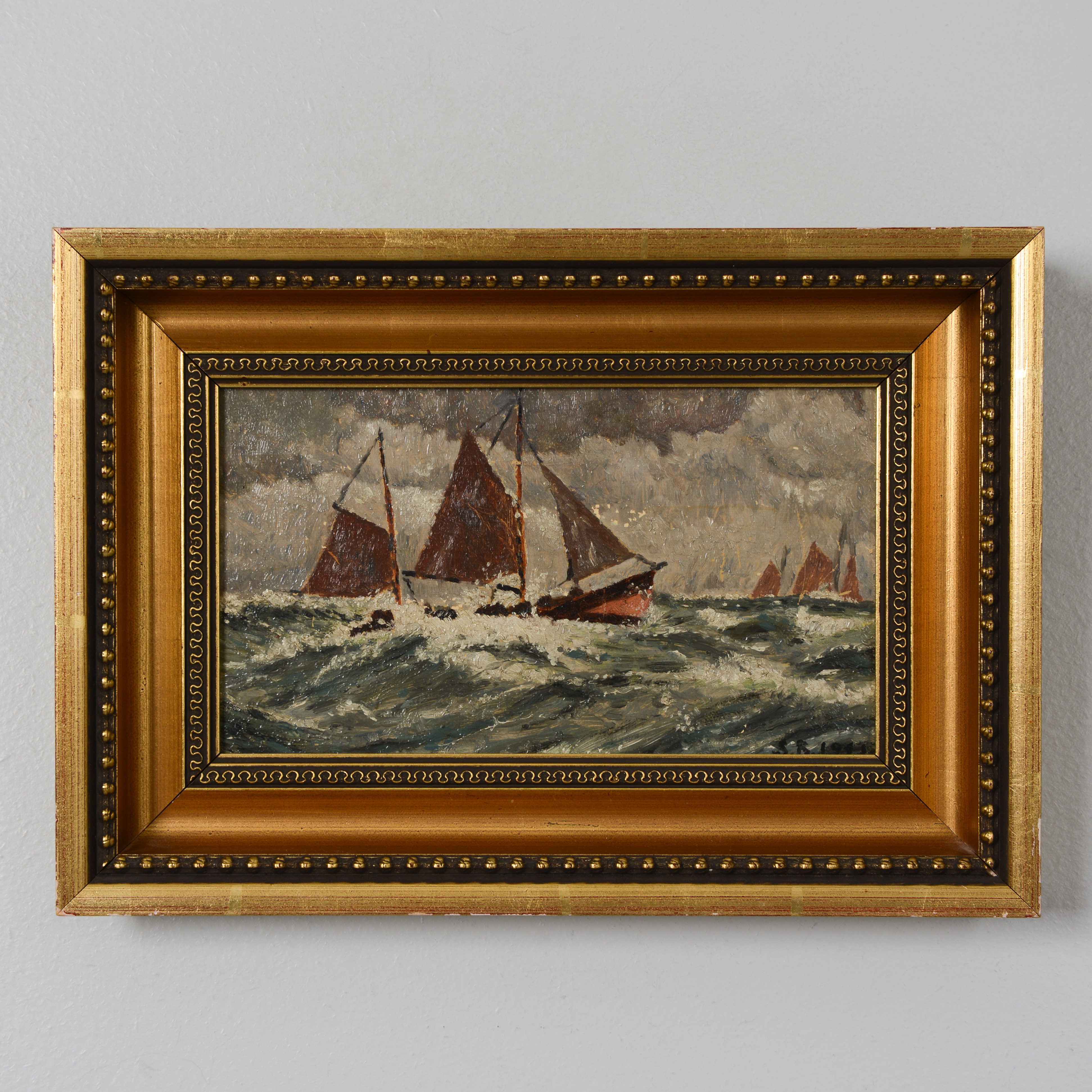 STURE BLOMGREN. Havsmotiv med segelbåtar, olja på duk, signerad, daterad 1941.