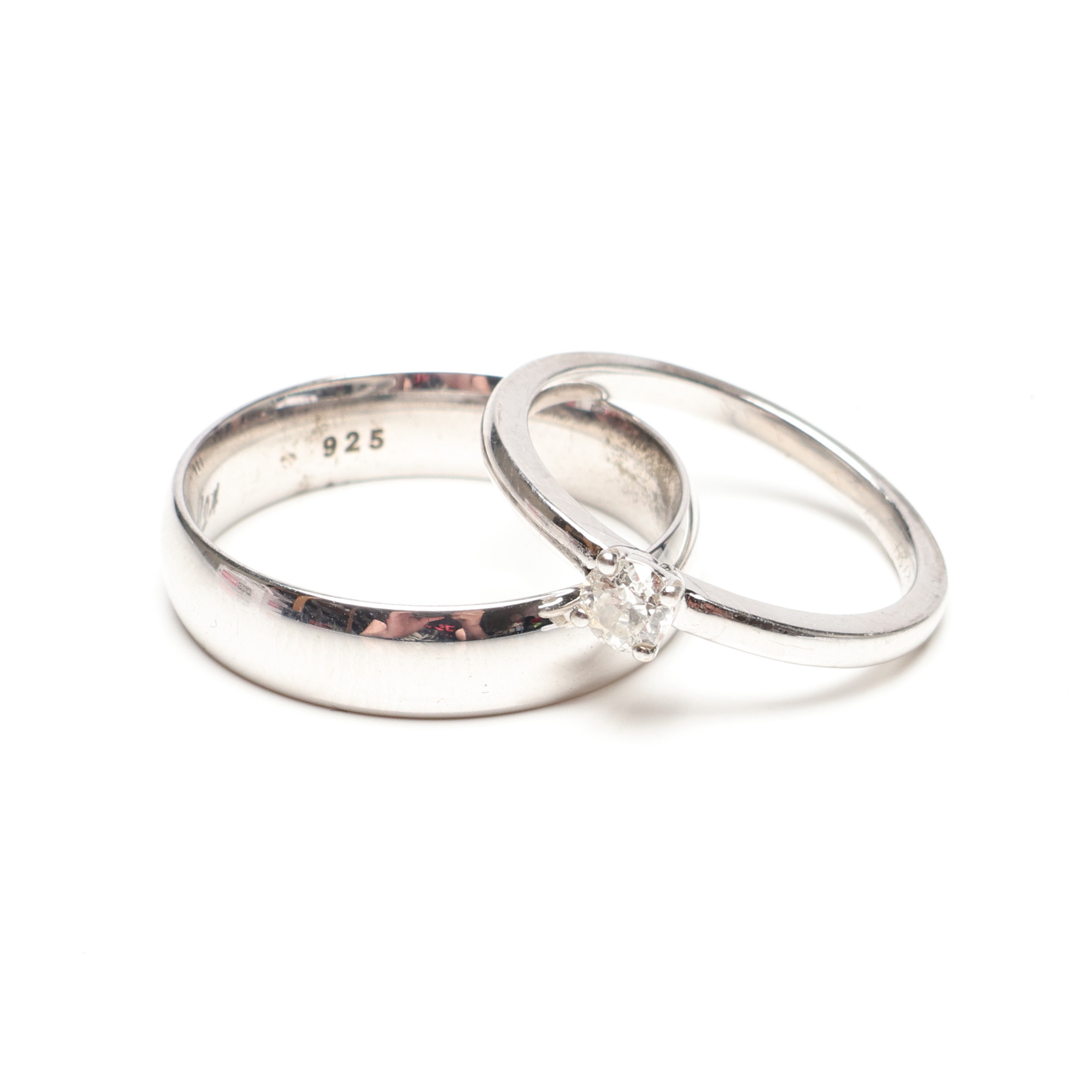 RINGAR, guld, silver, diamant, 18k vikt ca 2,7 gram.