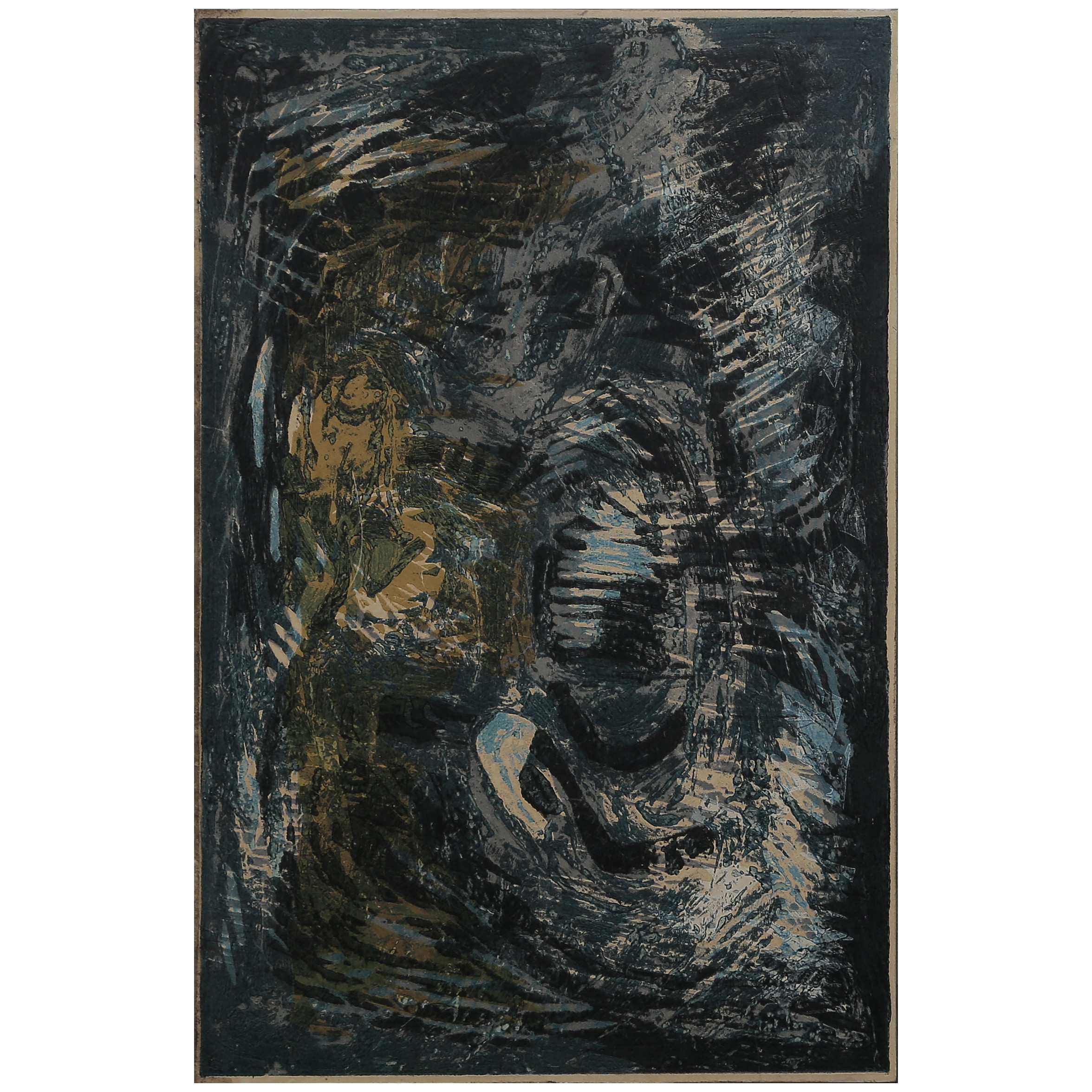 OKÄND KONSTNÄR "UNDRET" BLANDTEKNIK, PANNÅ (93X61cm) TEXT A TERGO.