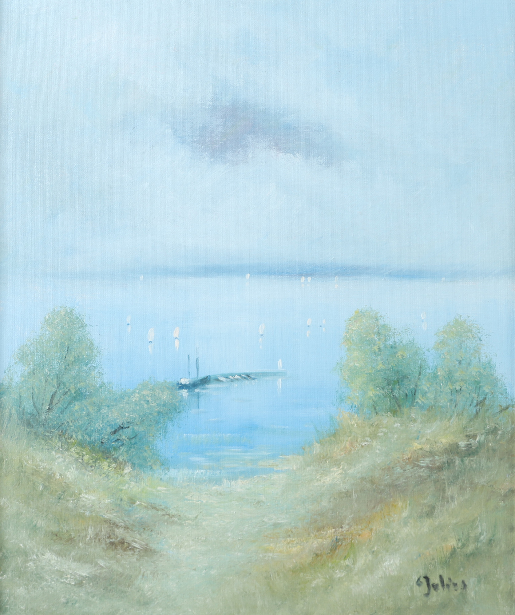 CARL JULIUS. "Ven", olja på duk, signerad C. Julius.