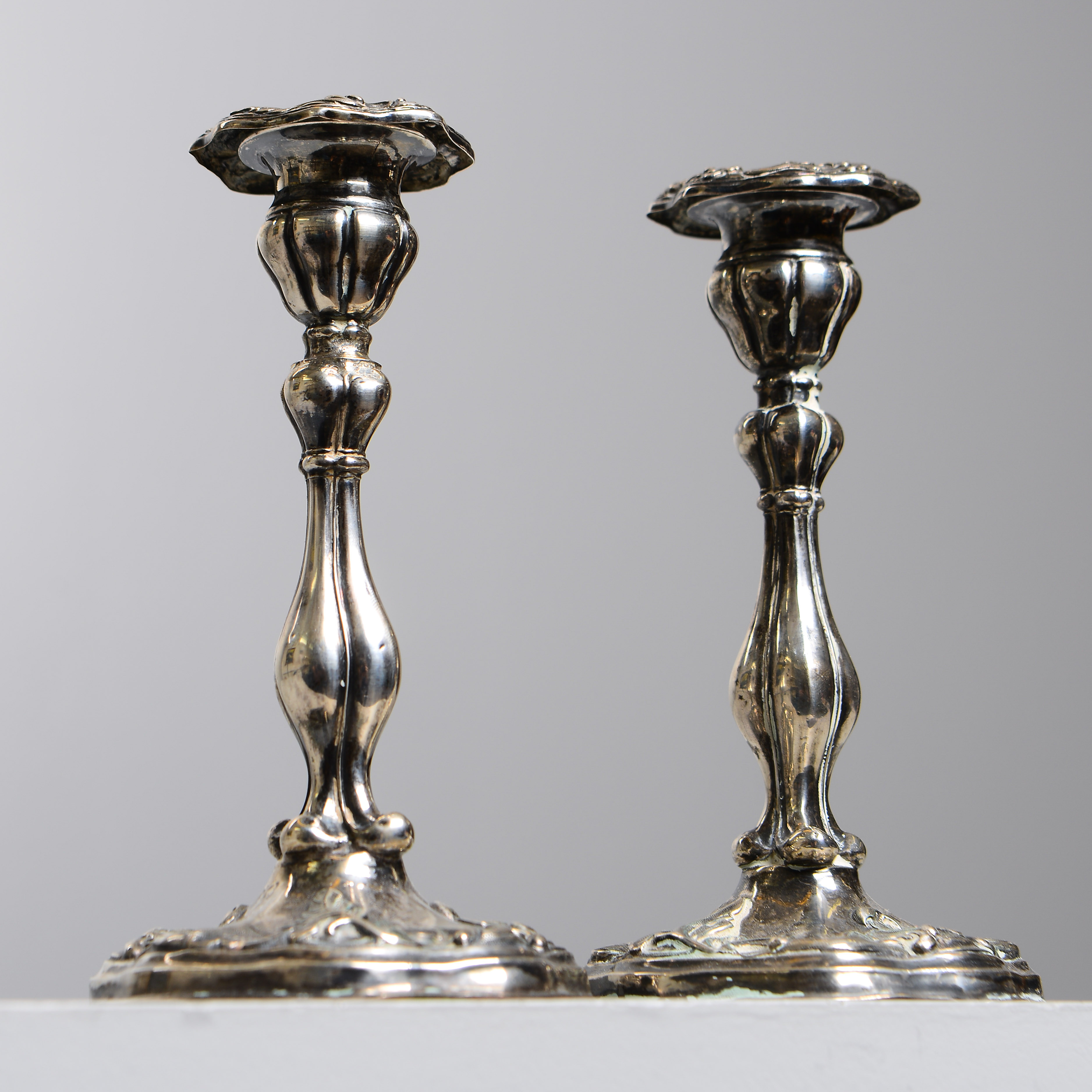 ADOLF LILJA. Ljusstakar, ett par, silver, Stockholm, 1844.