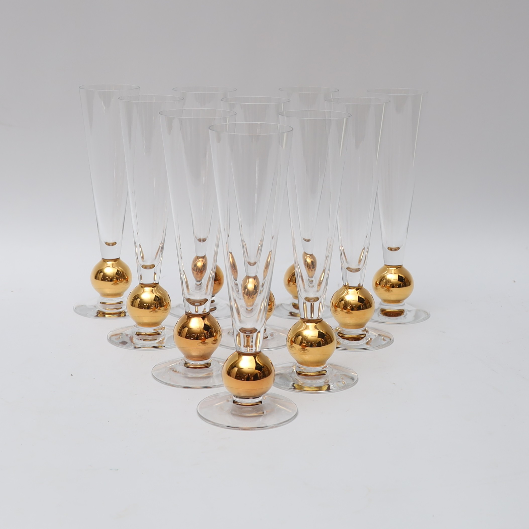 GUNNAR CYREN. CHAMPAGNEGLAS 10st "Nobel" Orrefors.