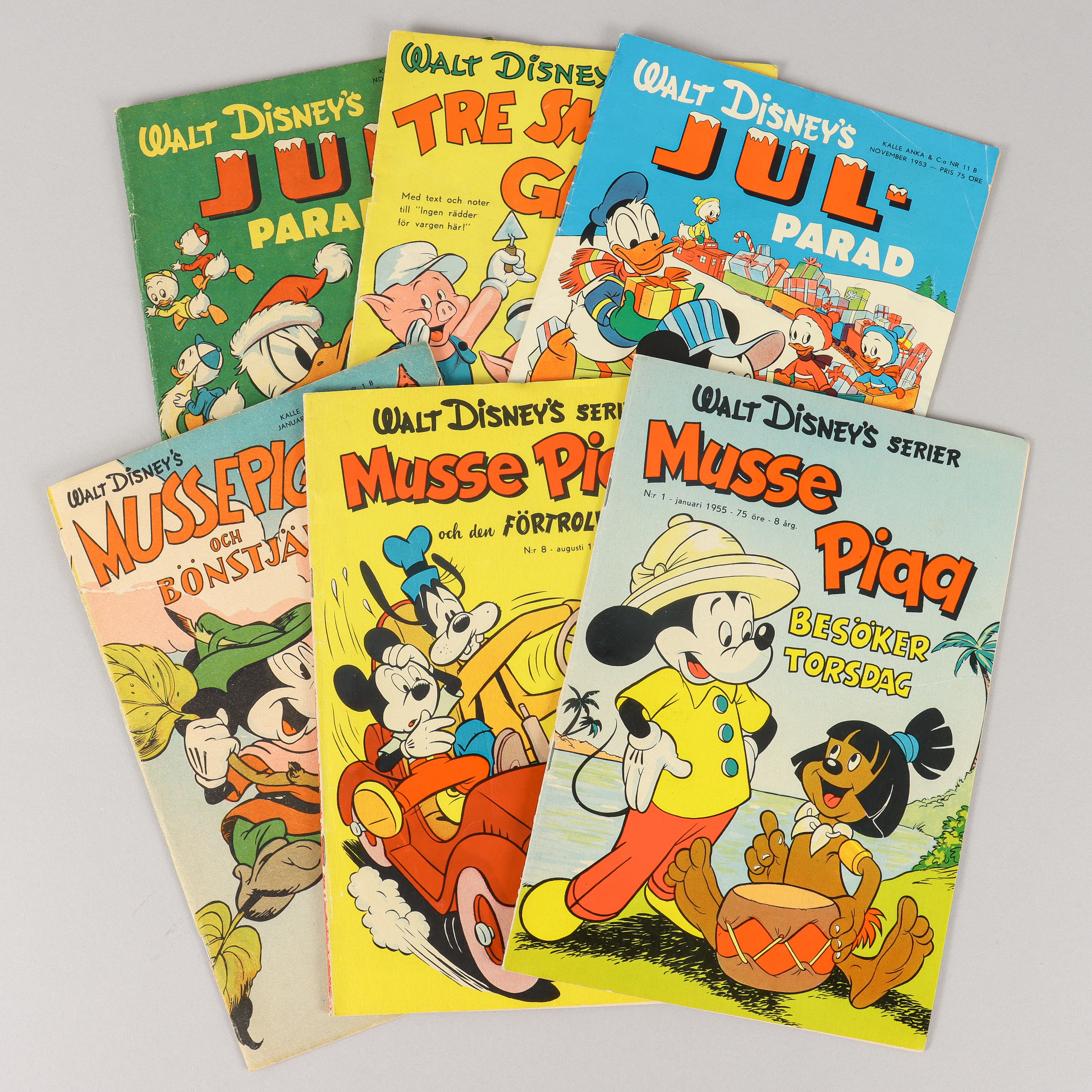 WALT DISNEY´S Serier, 6 stycken, 1950-tal.