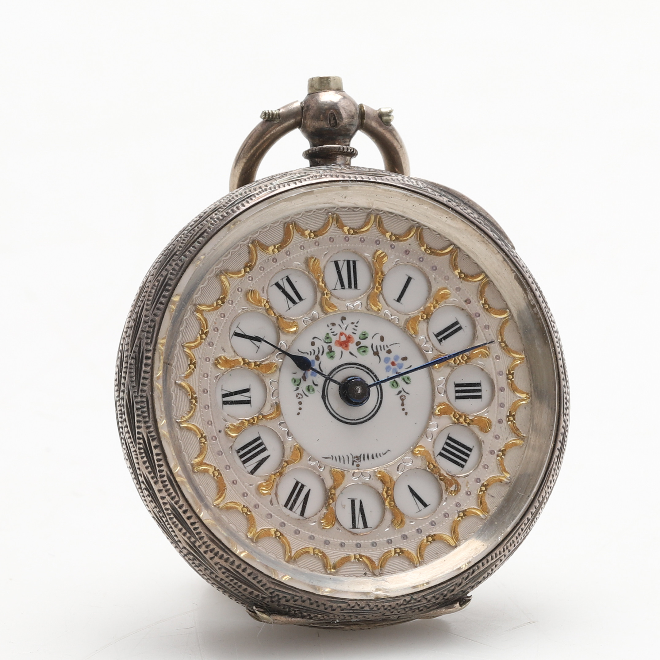 DAMFICKUR, silver 935. Med nyckeluppdraget verk. 1800-talets slut.