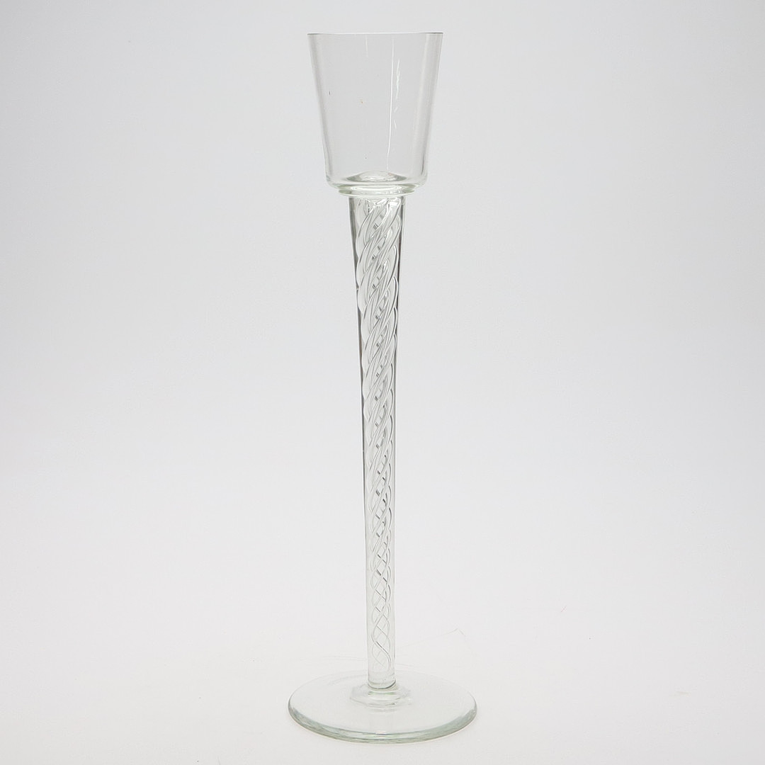 POKALGLAS, glas med spiralvriden luft dekor.
