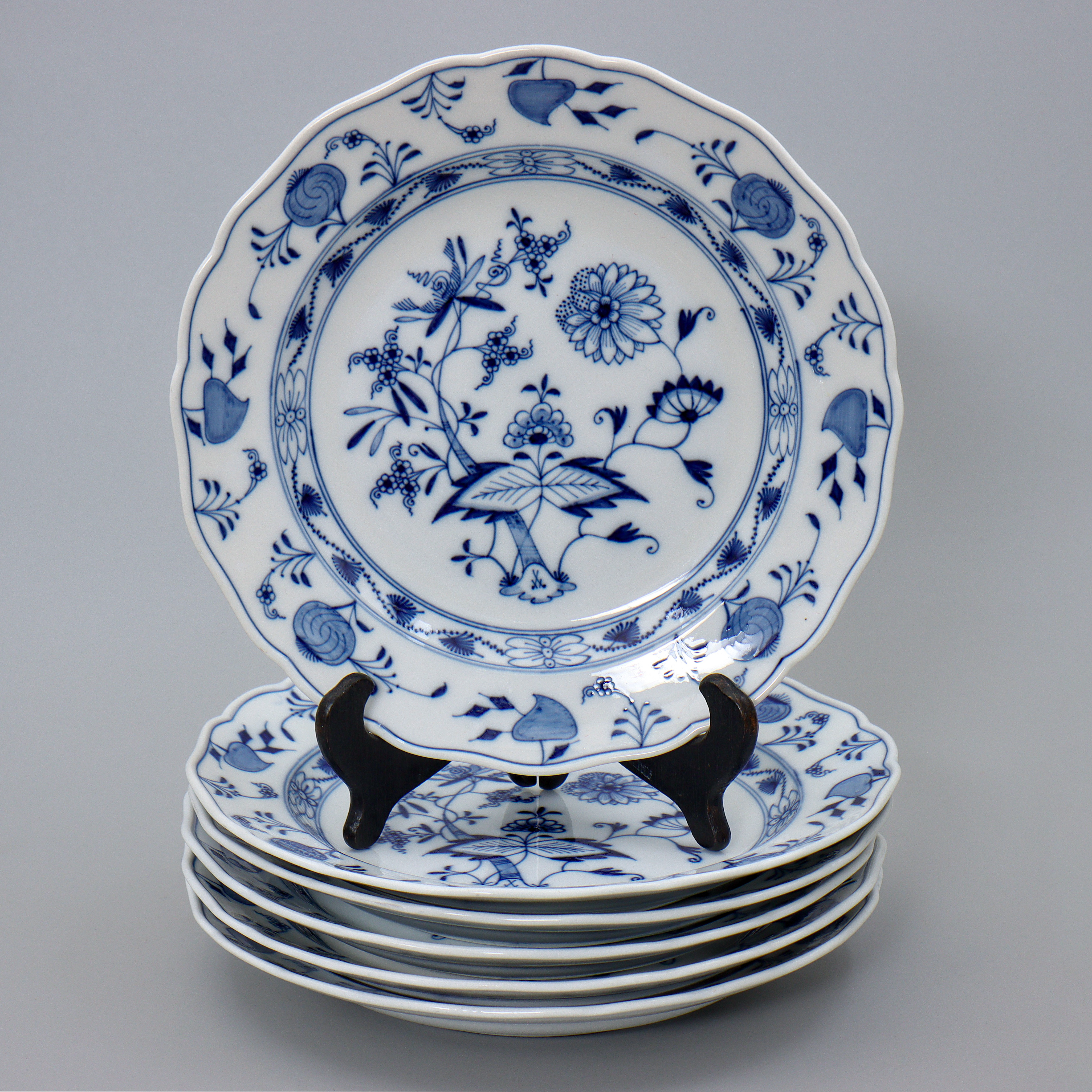 MEISSEN, 6 TALLRIKAR "LÖKMÖNSTRET".