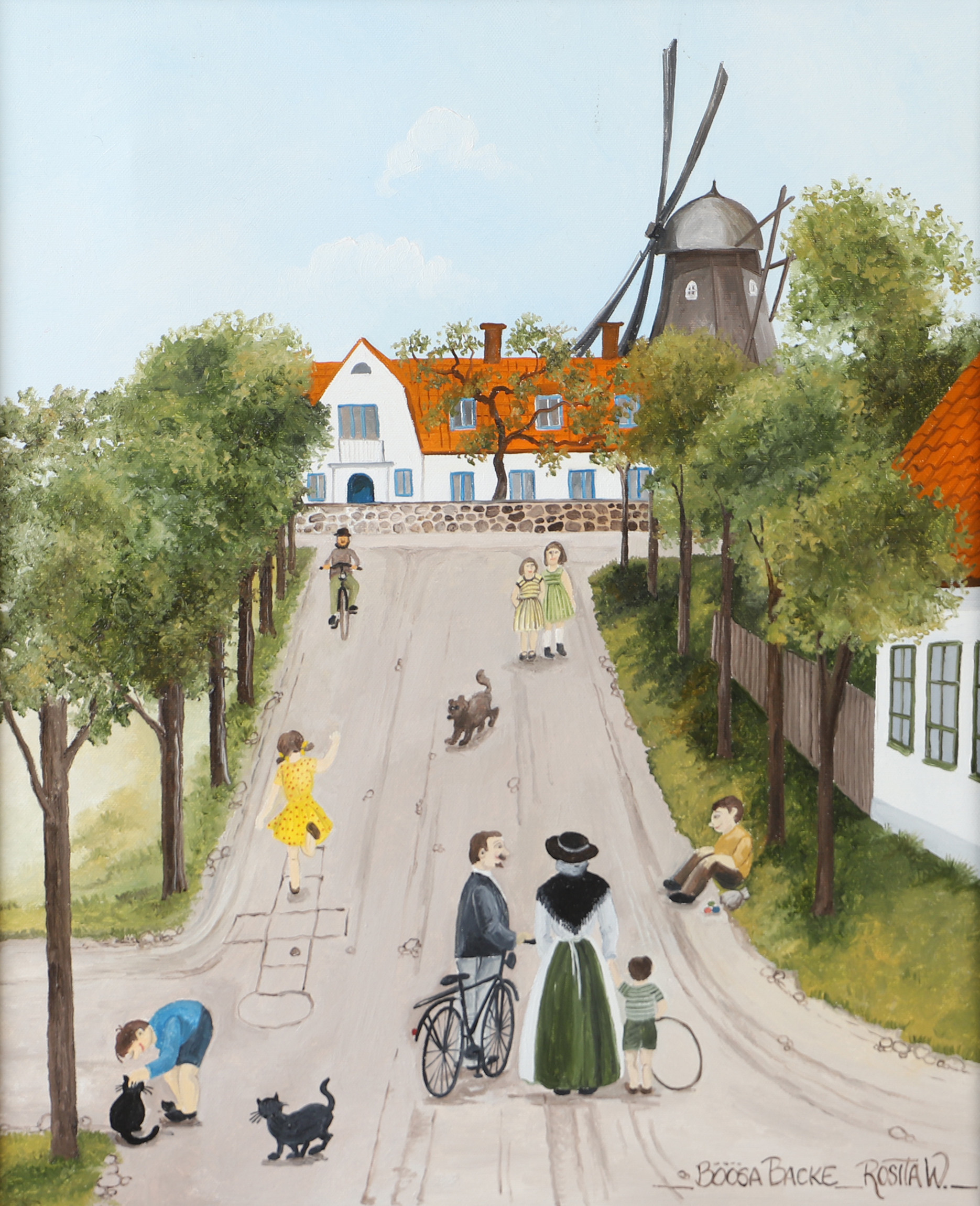 ROSITA WIDETORP. "Bössa backe, Viken", olja på duk, signerad Rosita W...