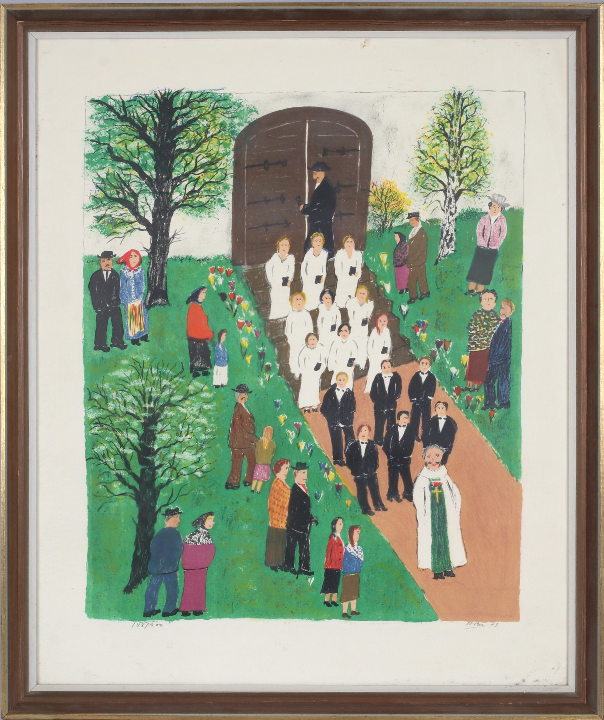 AXEL BENGTSSON. Konfirmationståg, färglitografi, signerad 148/200.