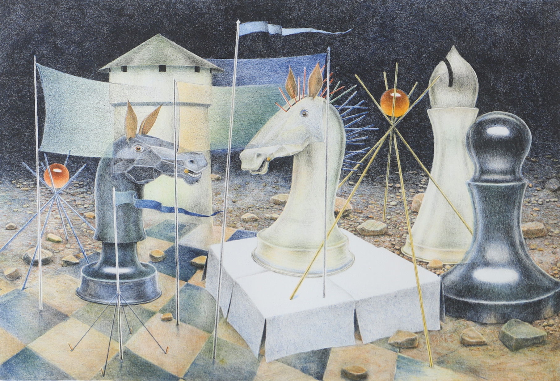 SVEN  LINGARDSZ. "A queen for a knight", färglitografi, signerad 2007.