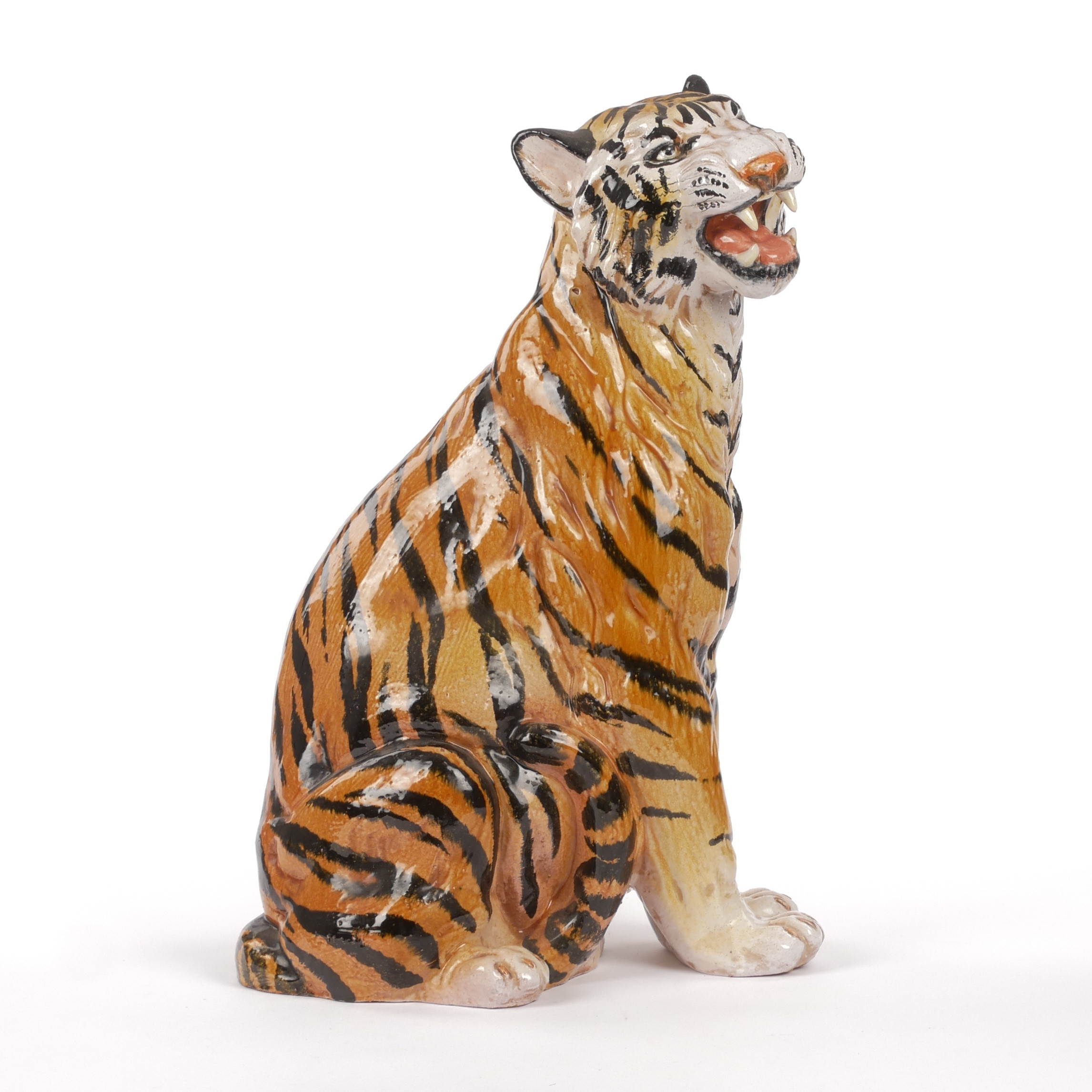 GOLVFIGURIN, Tiger, glaserad keramik, Italien.