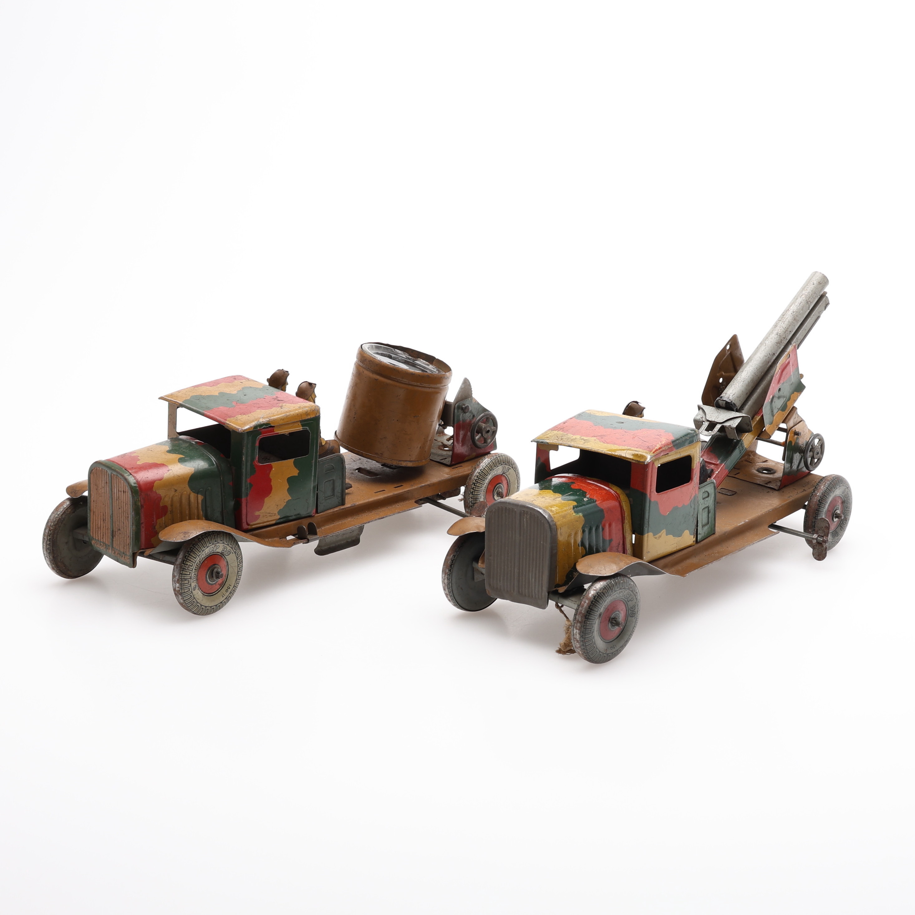LEKSAKSLASTBILAR, 2 ST, PLÅT, METTOY, ENGLAND, 1900-TALETS FÖRSTA HÄLFT.
