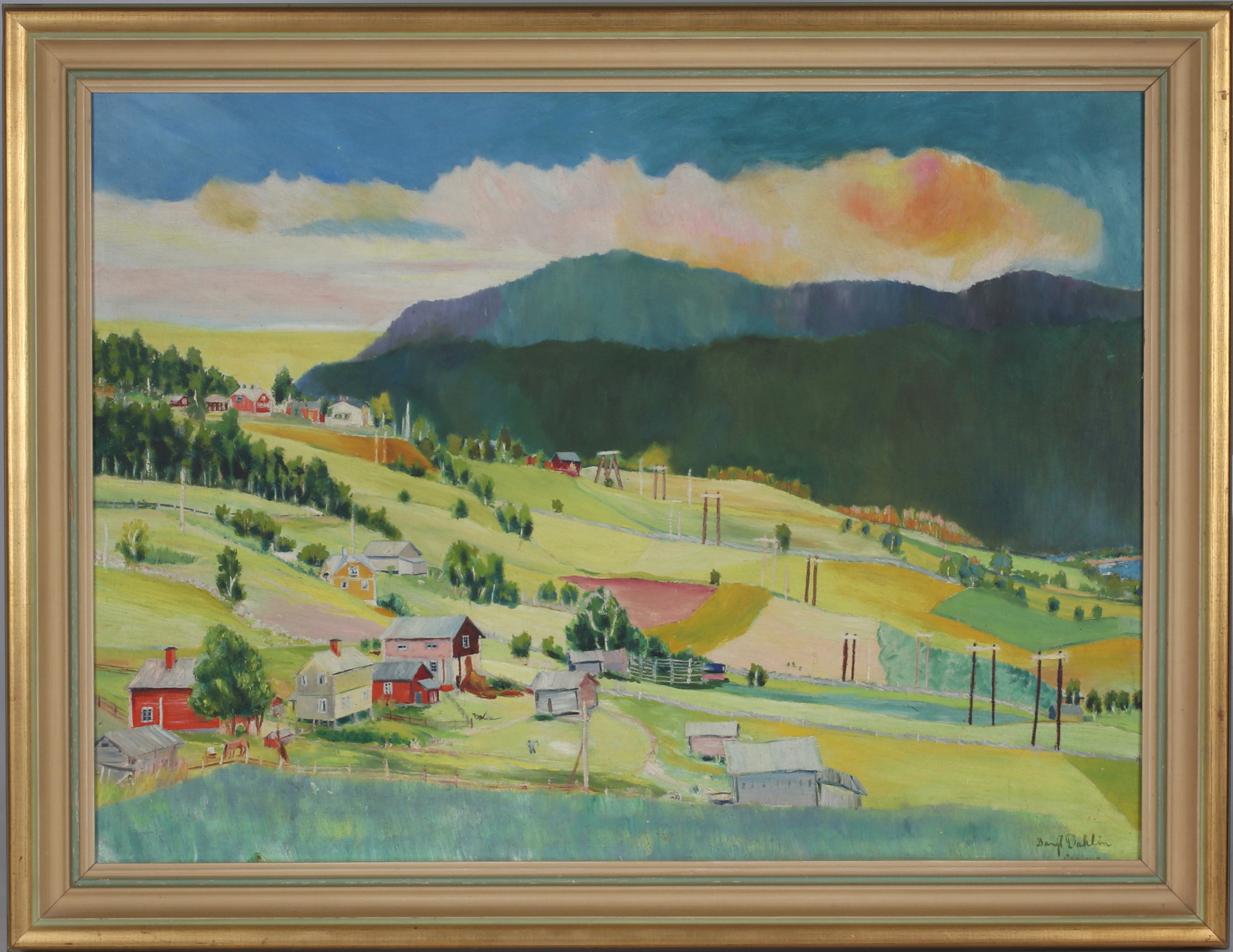 BENGT DAHLIN. "Midsommarnatt, Järkvissle, olja på pannå, signerad.