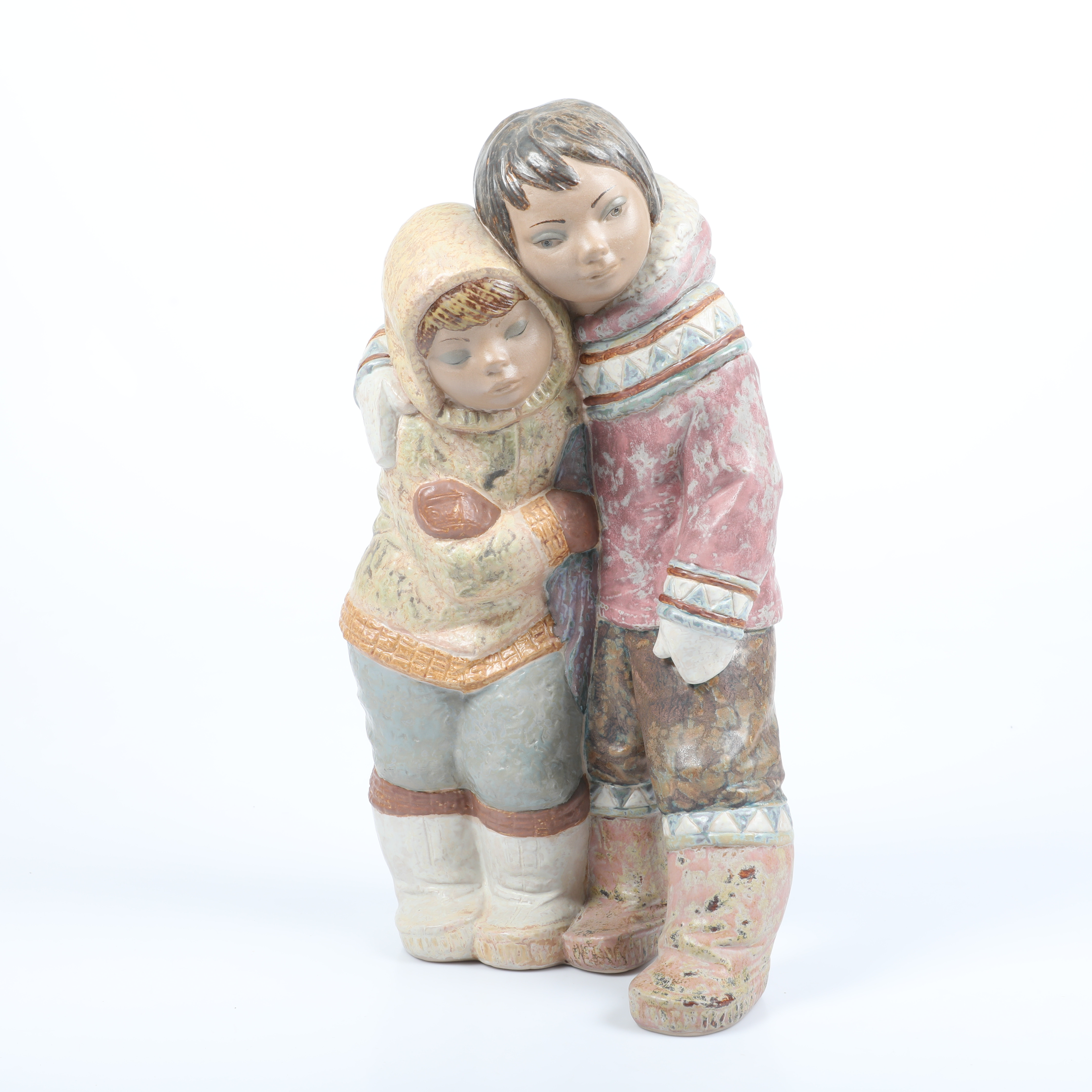 JUAN HUERTA. Figurin, "Couple from the artic", glaserat stengods, Lladro, Spanien.