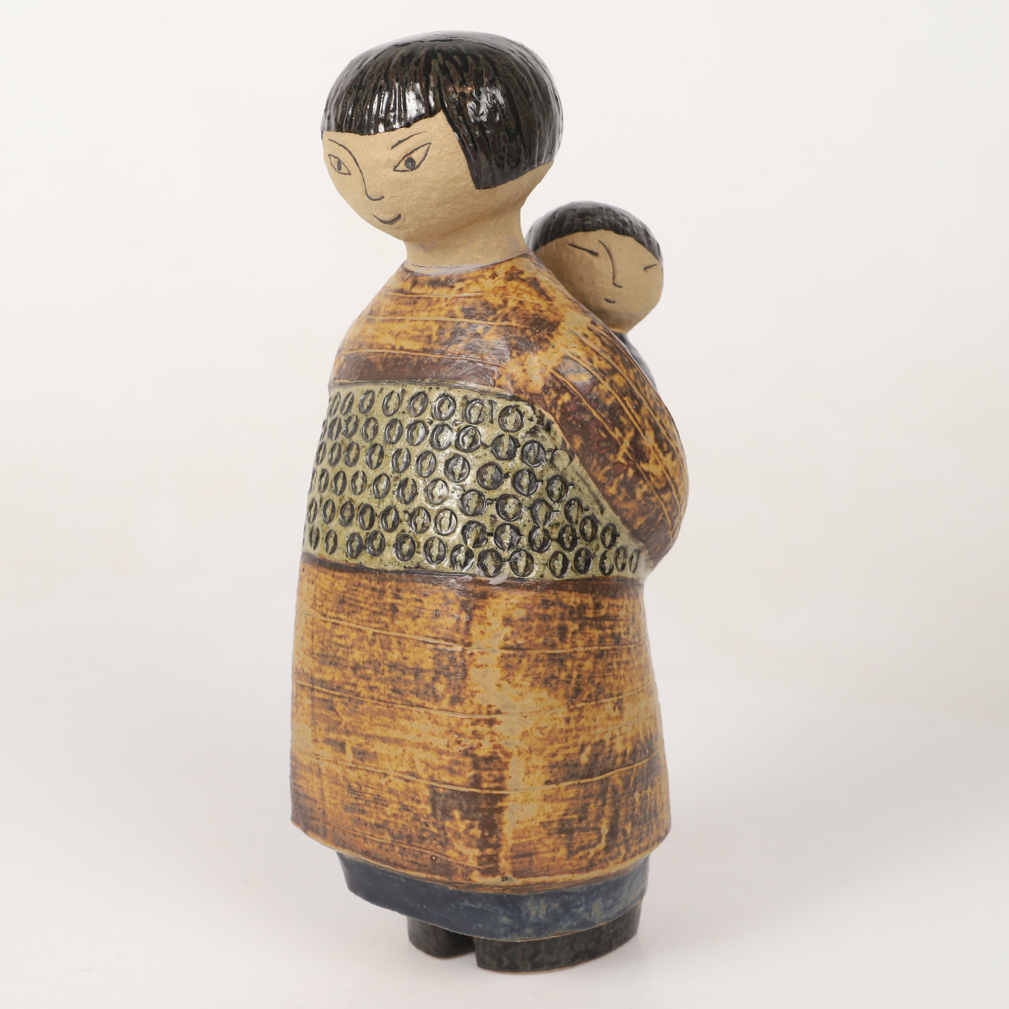 LISA LARSON. Figurin, "Japanska", delvis glaserat stengods, Gustavsberg.