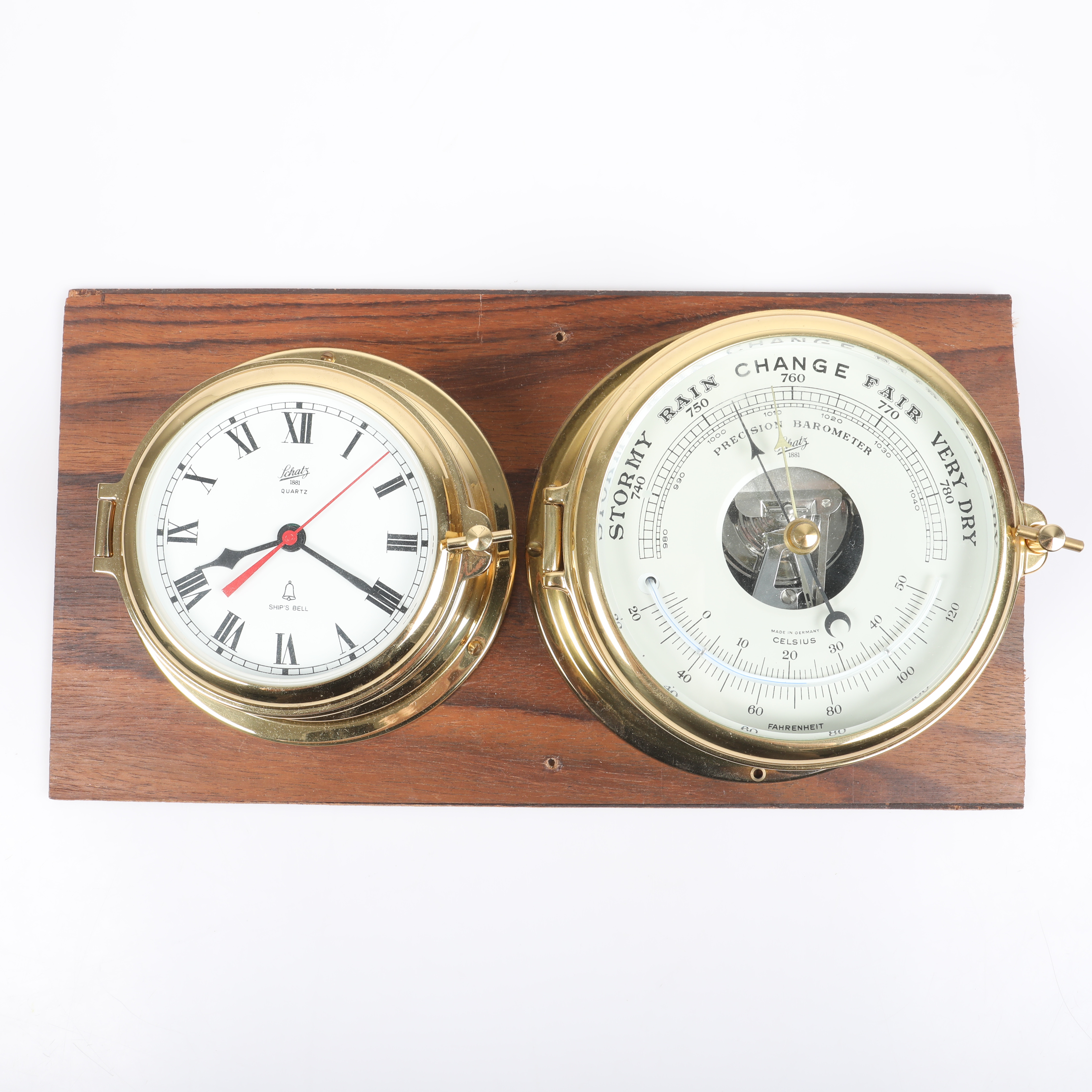 SKEPPSUR SAMT BAROMETER, mässing, Schatz.