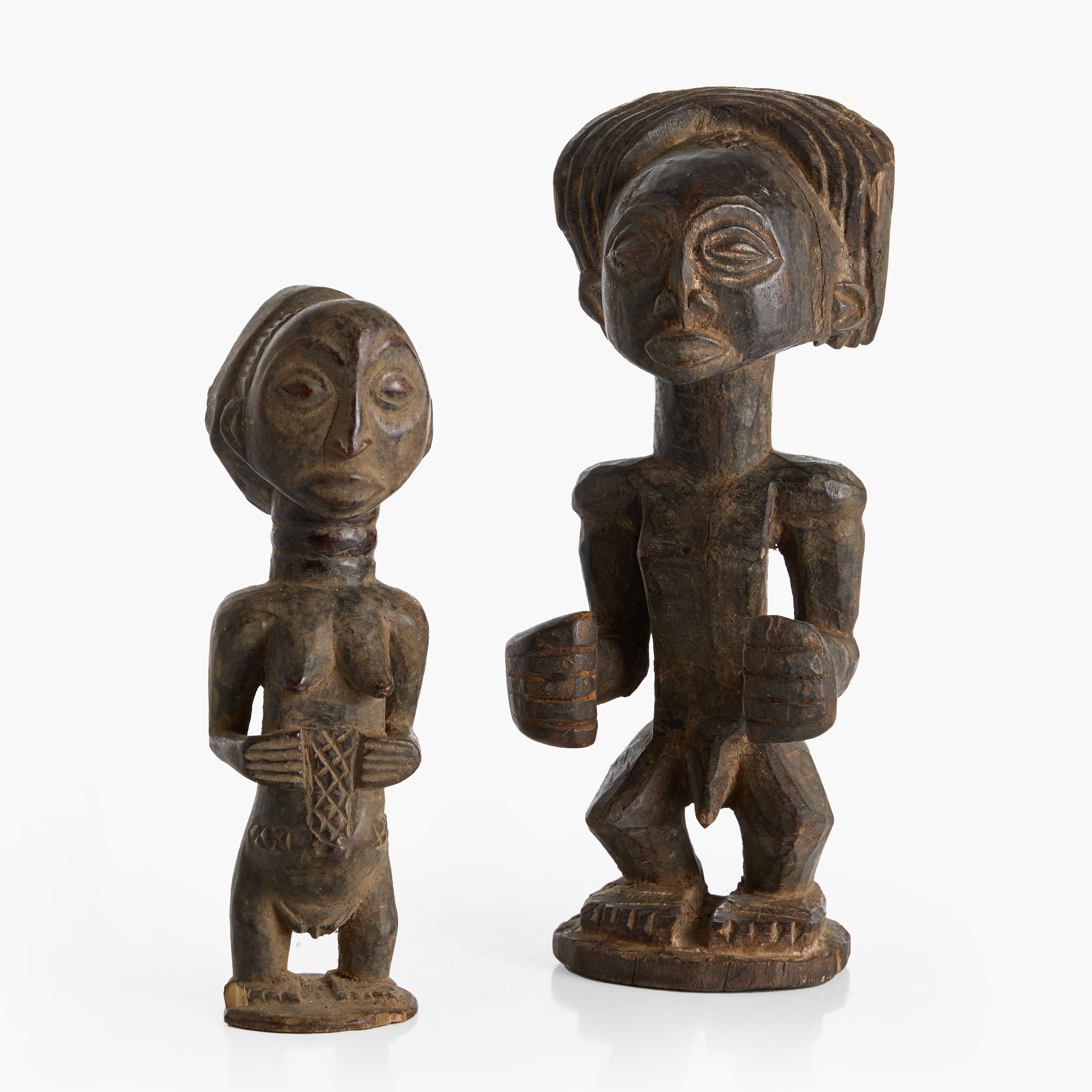SKULPTURER, 2 st, Hemba, östra DR Kongo, 1900-talets senare del.