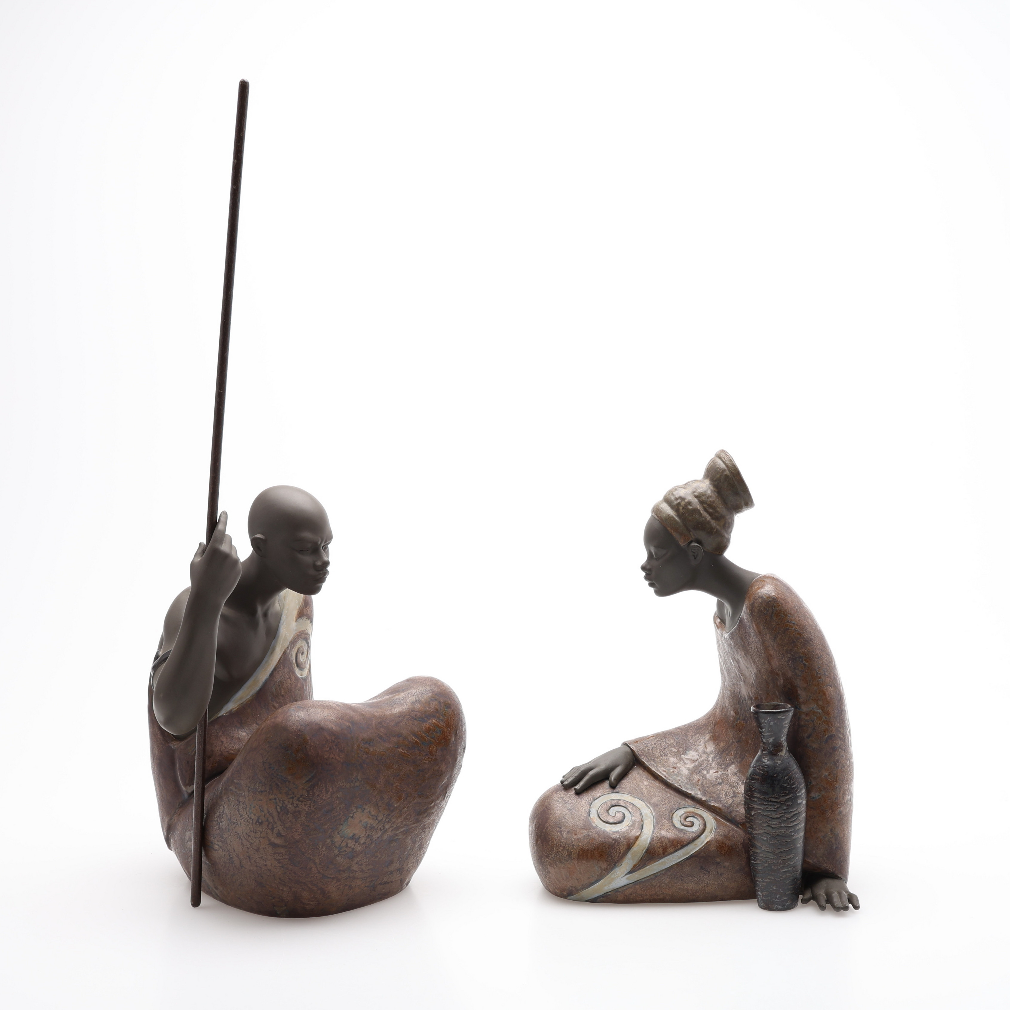 FIGURER, 2 ST, DELVIS GLASERAT LERGODS, UR SERIEN "PULSE OF AFRICA", LLADRO, SPANIEN.