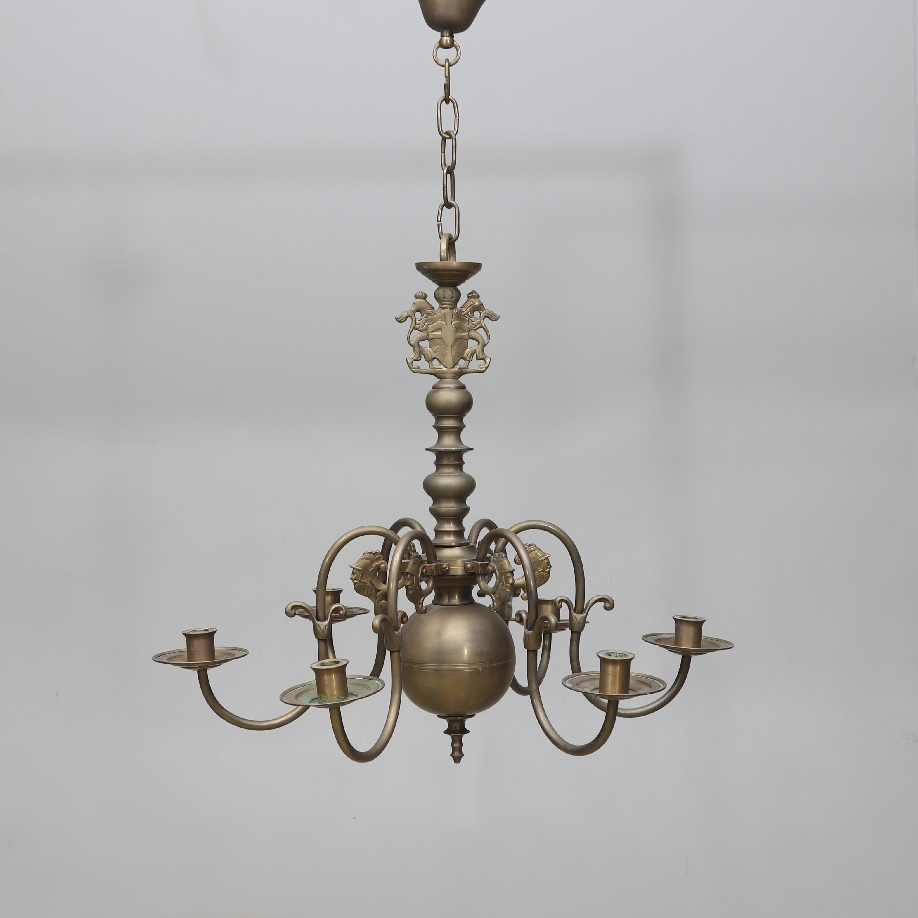 LJUSKRONA, barockstil, mässing, 1900-talets första hälft.