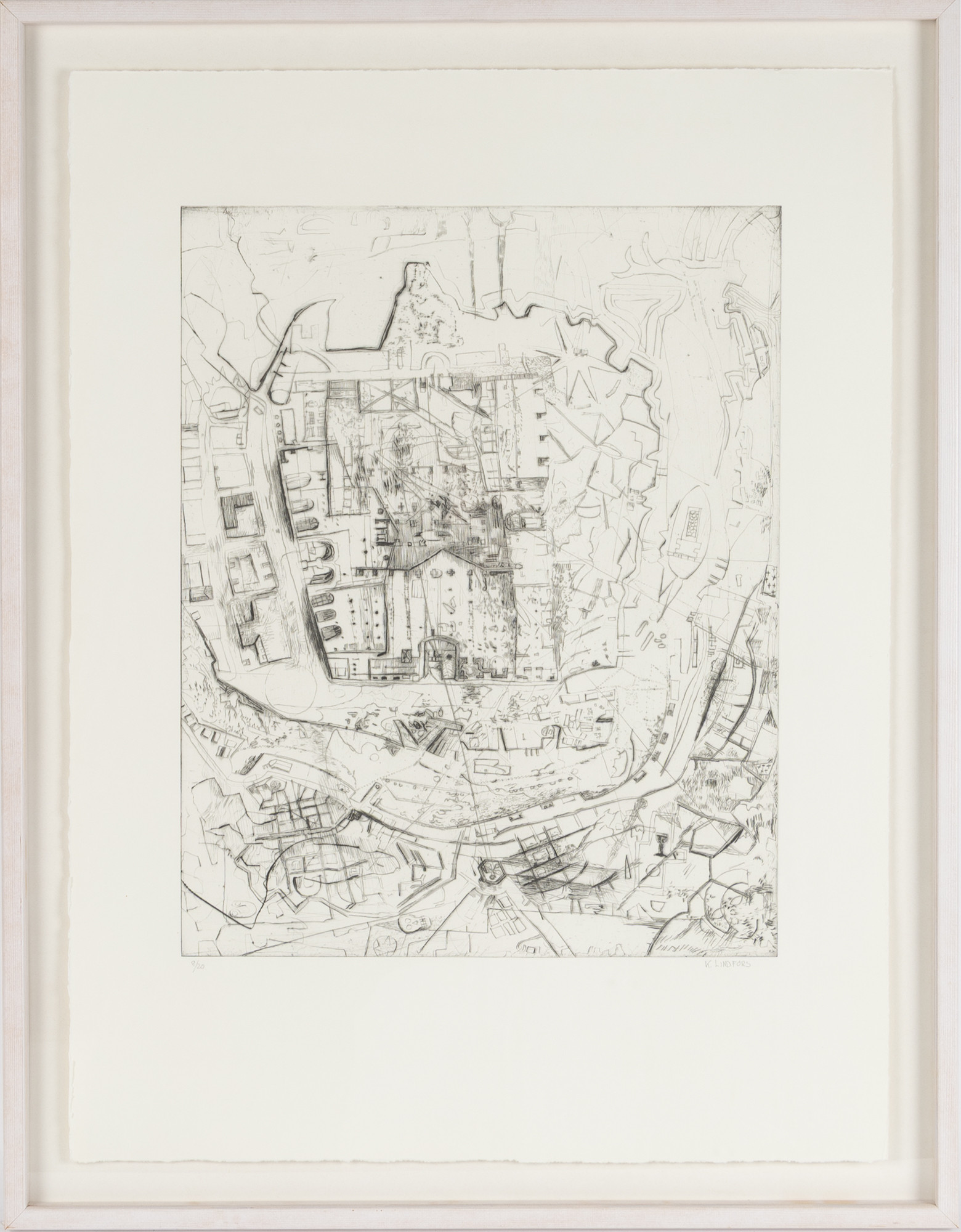 KENT LINDFORS (FÖDD 1938). Komposition, litografi.